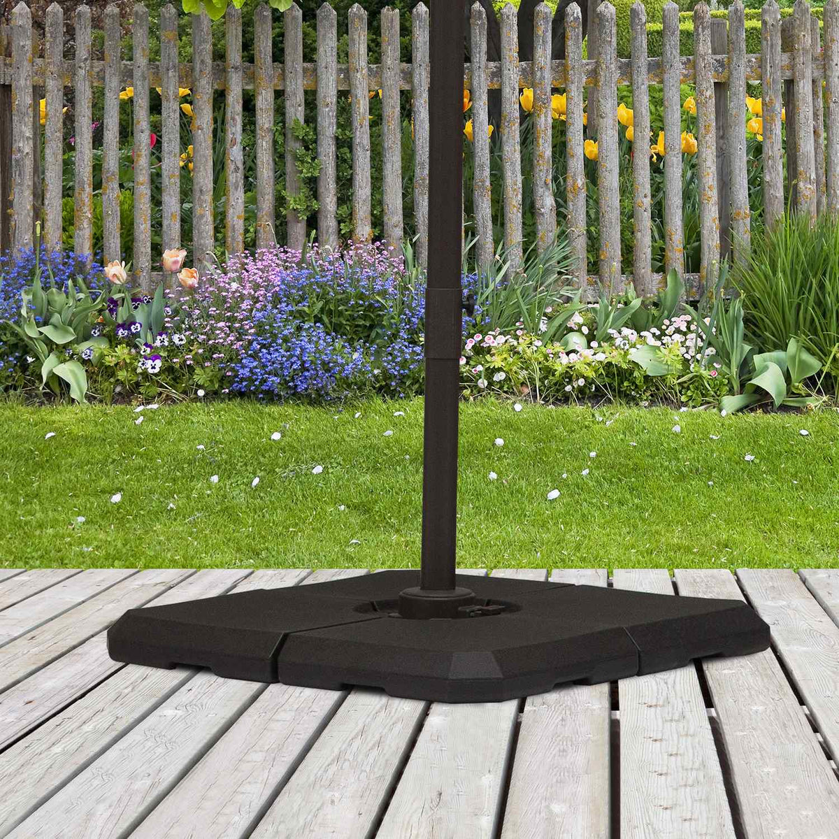 Umbrella Weight, 4 Pieces. Umbrella Stand, Can Be Filled With 80 Kg Of Water Or 120 Kg Of Sand, Hdpe, Black, 100 X 100 X 9.5 Cm