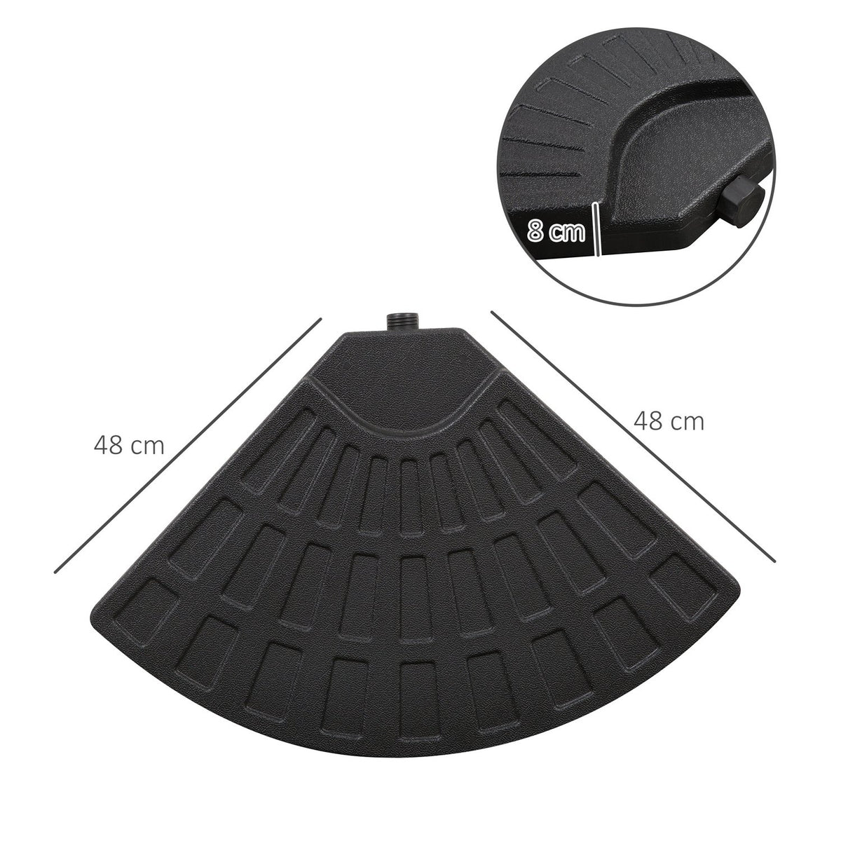 Umbrella Weight, For Parasols, With 52 Kg Water/68 Kg Sand, Hdpe, Black