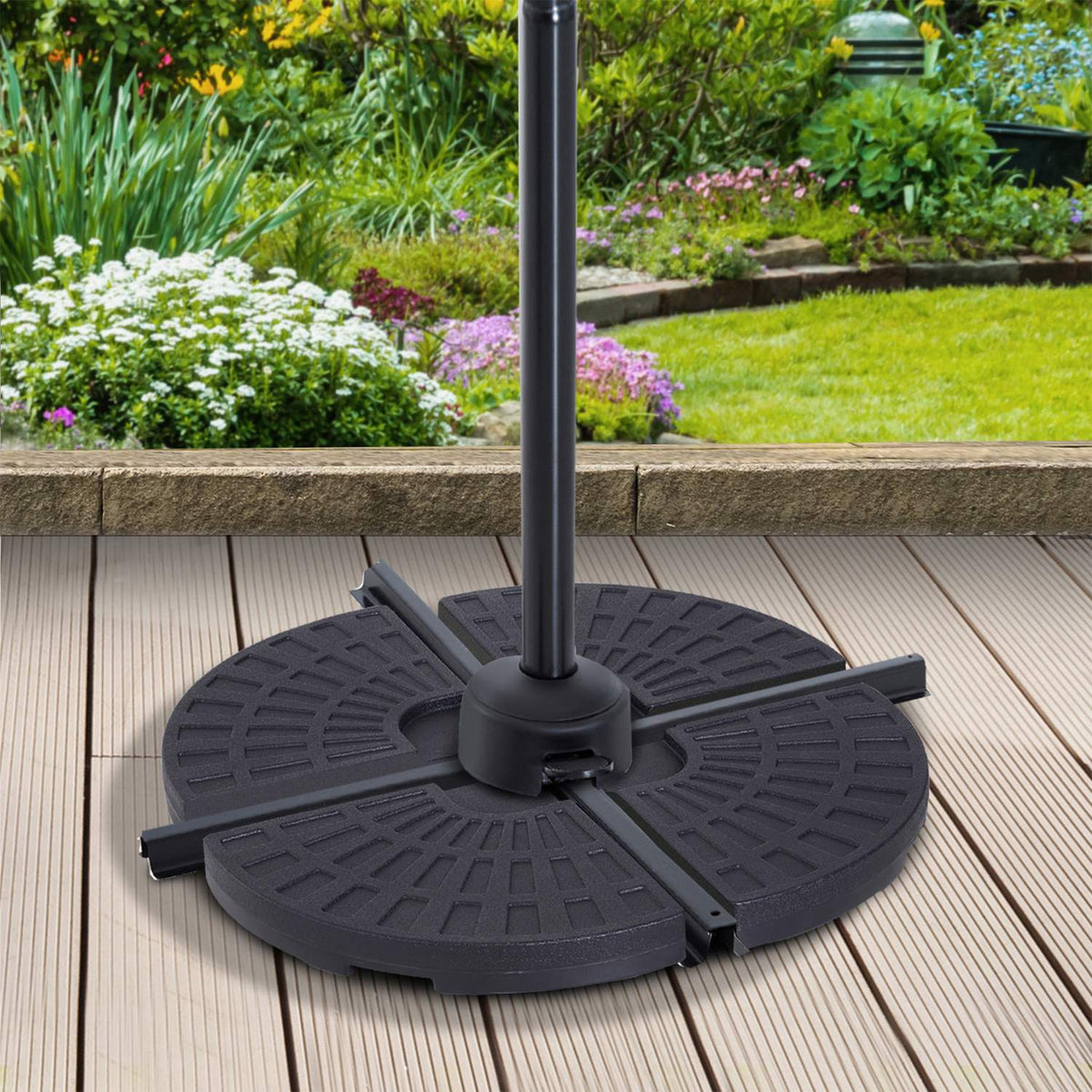 Umbrella Weight, For Parasols, With 52 Kg Water/68 Kg Sand, Hdpe, Black