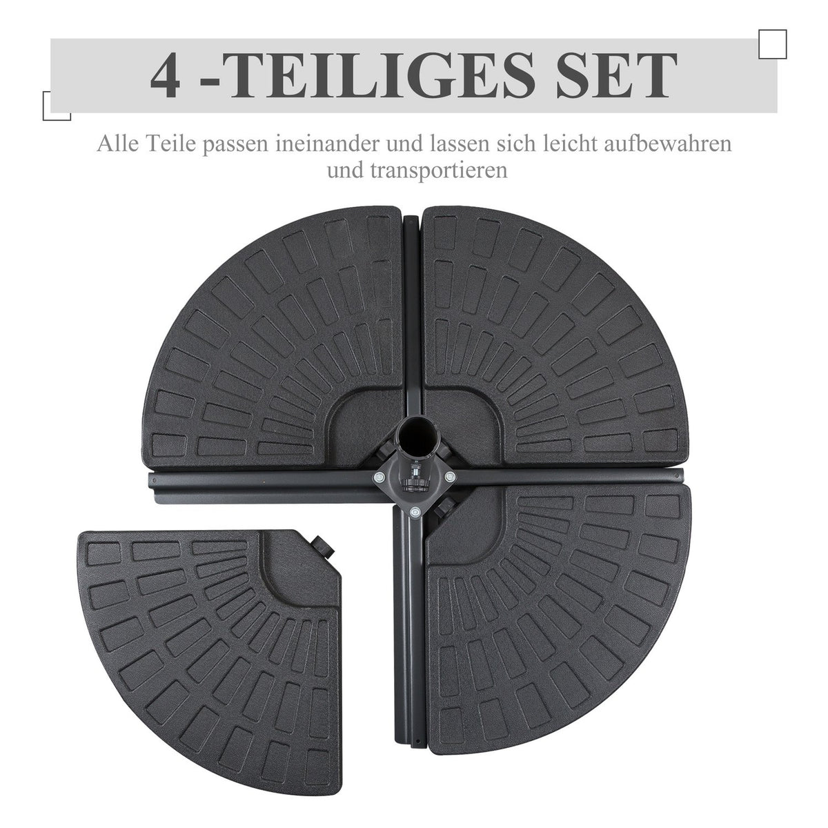 Umbrella Weight, For Parasols, With 52 Kg Water/68 Kg Sand, Hdpe, Black