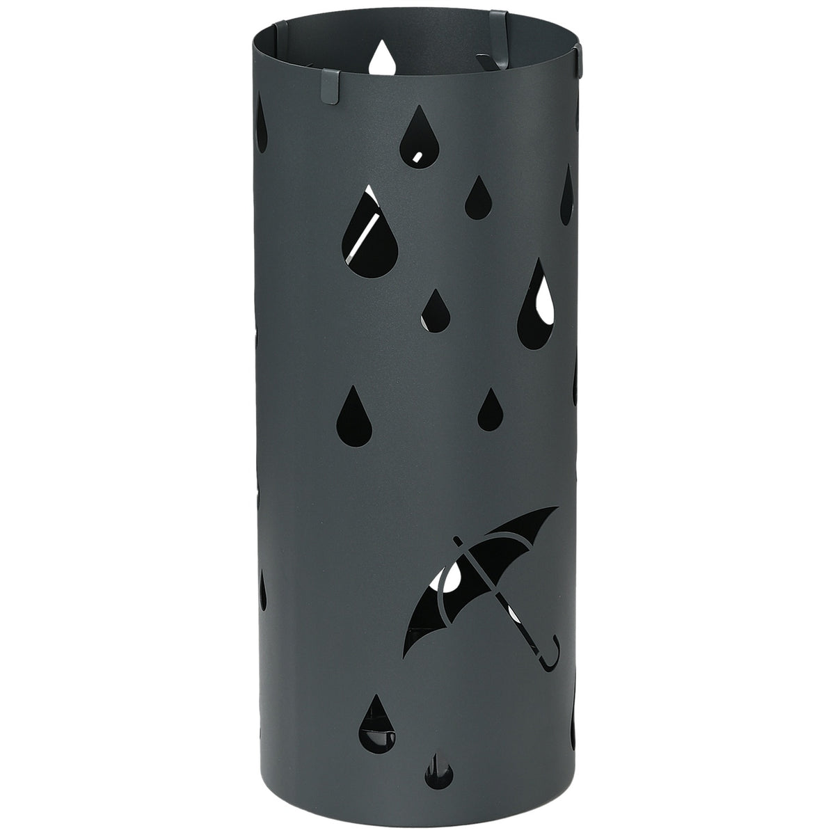 Umbrella stand Umbrella stand with 4 hooks and removable drip tray Umbrella holder for walking sticks & umbrellas Steel Ø17 x 41 cm Dark gray