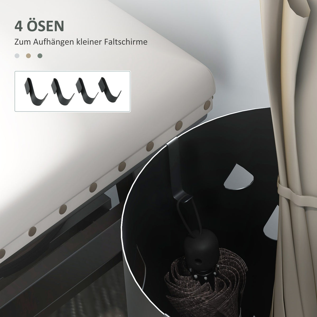 Umbrella stand Umbrella stand with 4 hooks and removable drip tray Umbrella holder for walking sticks & umbrellas Steel Ø17 x 41 cm Dark gray