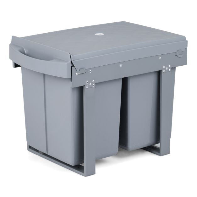 Under-Cabinet Pull-Out Trash Can, 40L 2-Bin, Grey