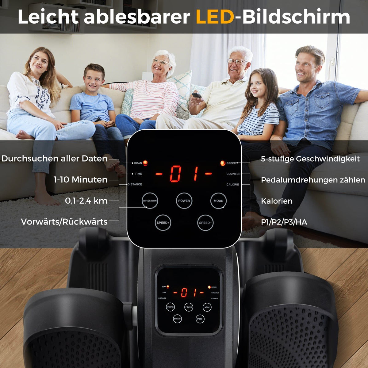 Under-Desk Electric Elliptical Trainer for Seniors, Quiet Fitness Device