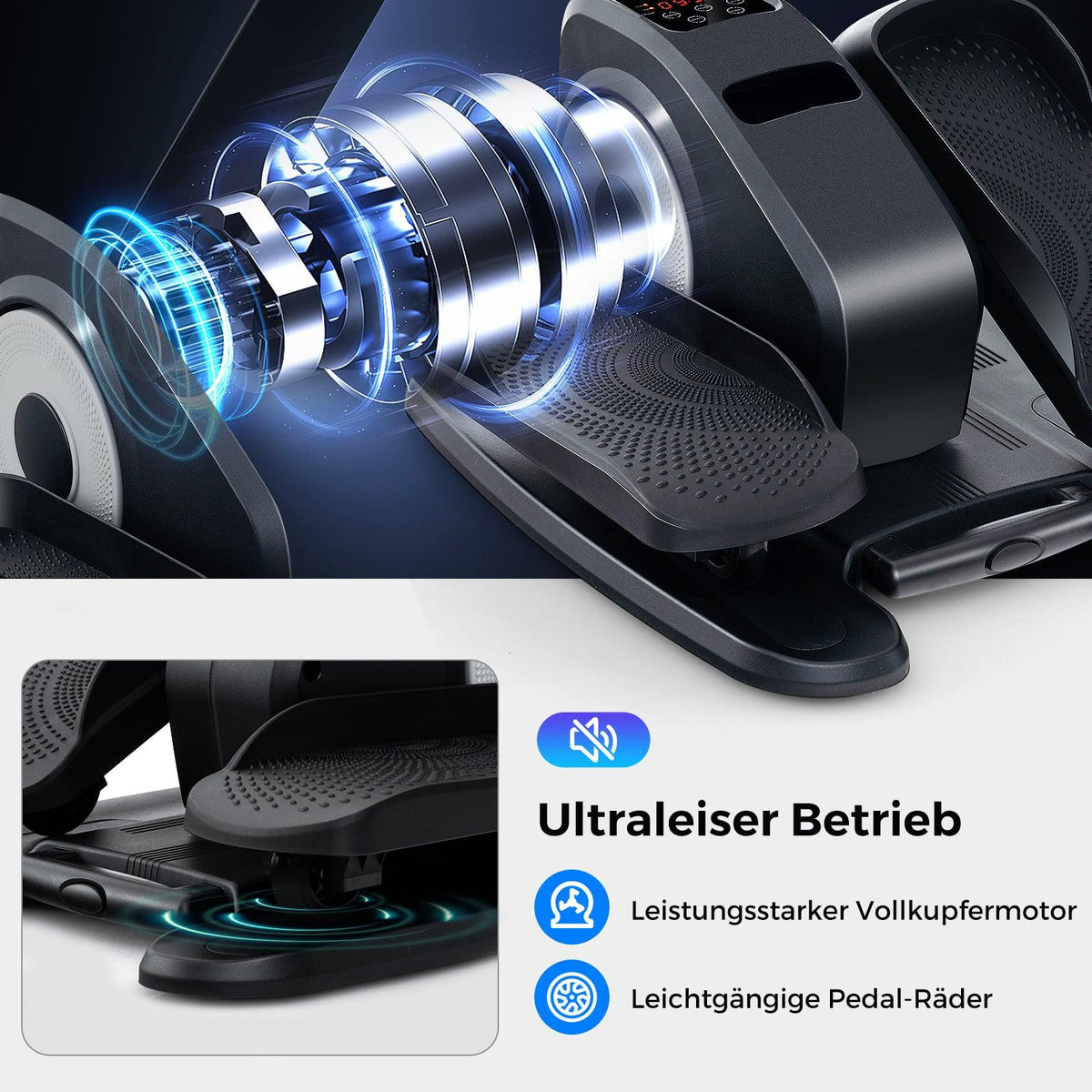 Under-Desk Electric Elliptical Trainer for Seniors, Quiet Fitness Device