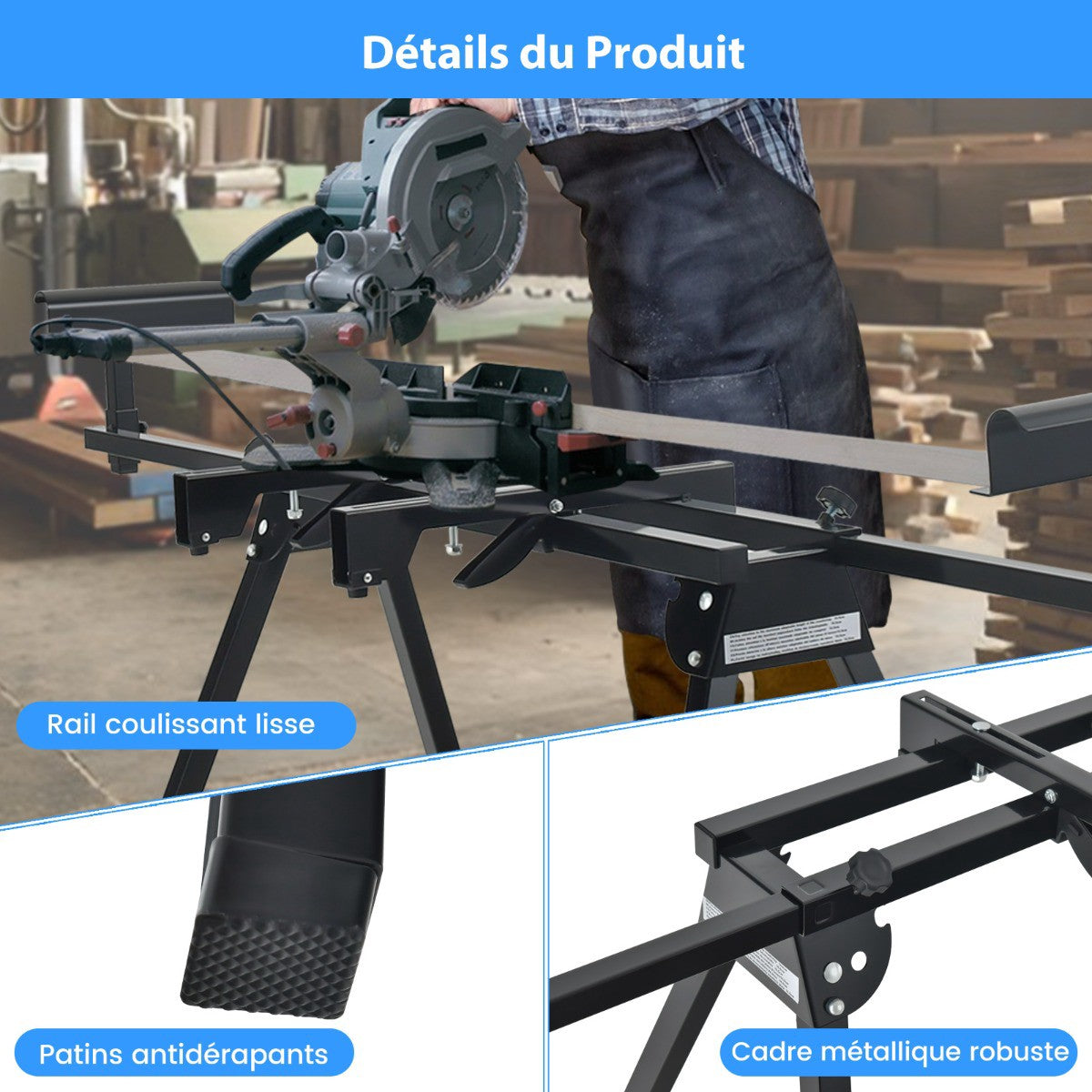 Universal Folding Miter Saw Stand, Extendable 150 kg