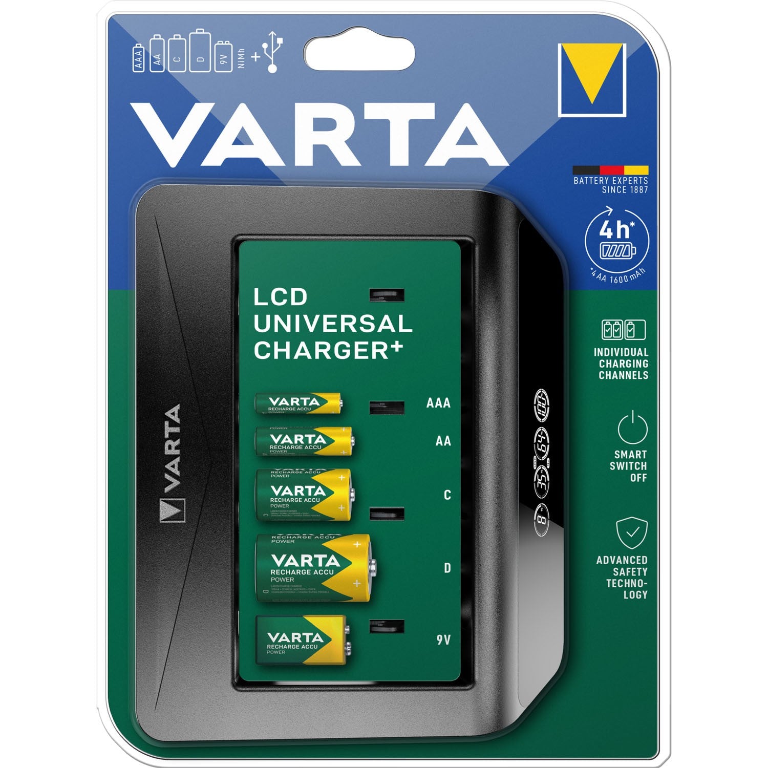 Universal LCD Battery Charger for AA, AAA, C, D, 9V