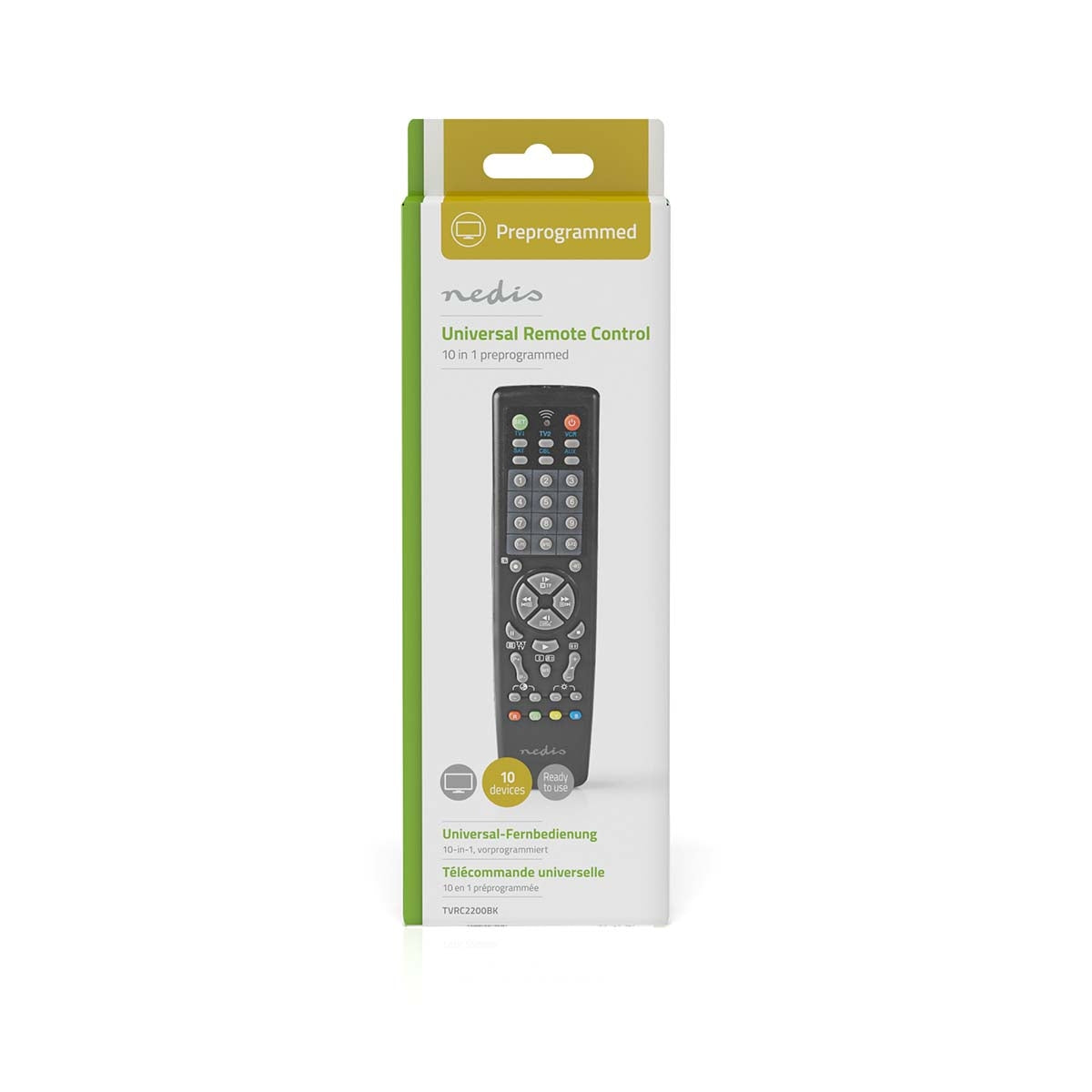 Universal Remote Control | Preprogrammed | 10 Units | Memory buttons / TV Guide button | Infrared | Black