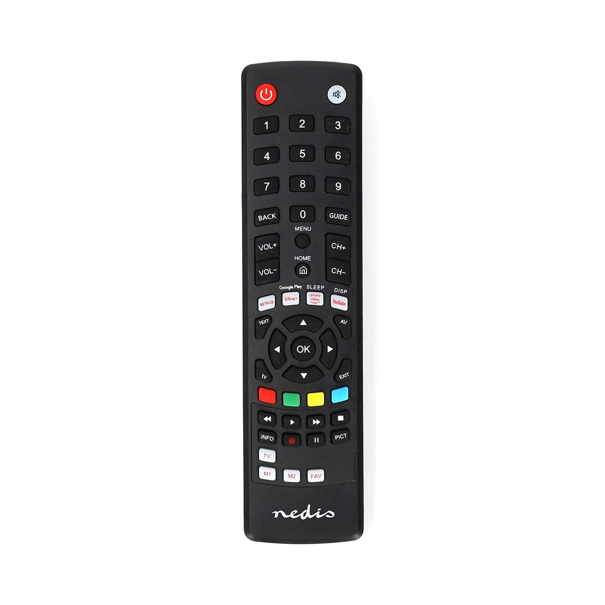 Universal Remote Control | Preprogrammed | 1 Unit | Amazon Prime / Disney + Button / Google Play Button / Netflix Button / Youtube Button | Infrared | Black