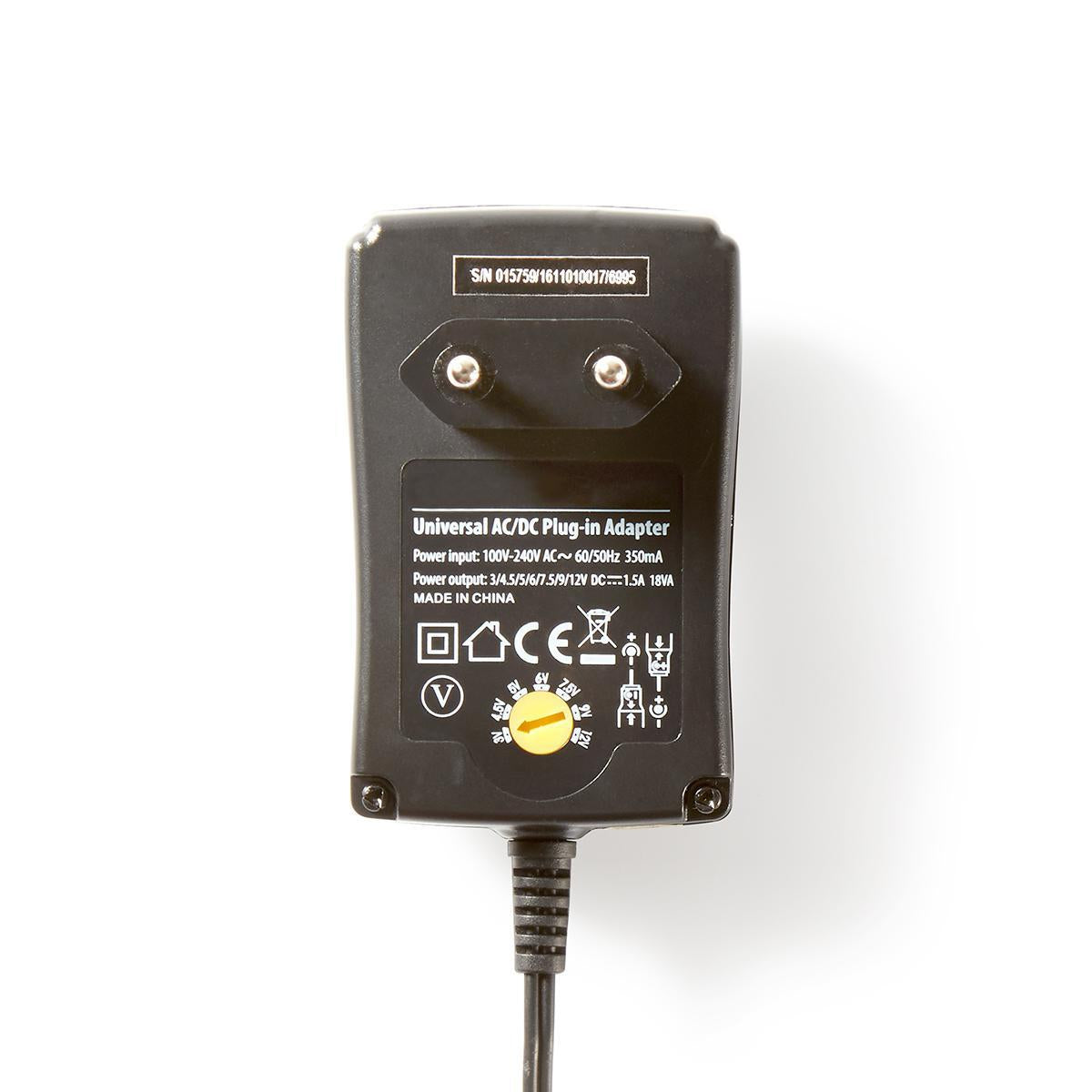 Universal power adapter | 18 W| 3 - 12 V DC | 1.80 m | 2.1 A| 6 plug(s) | Black