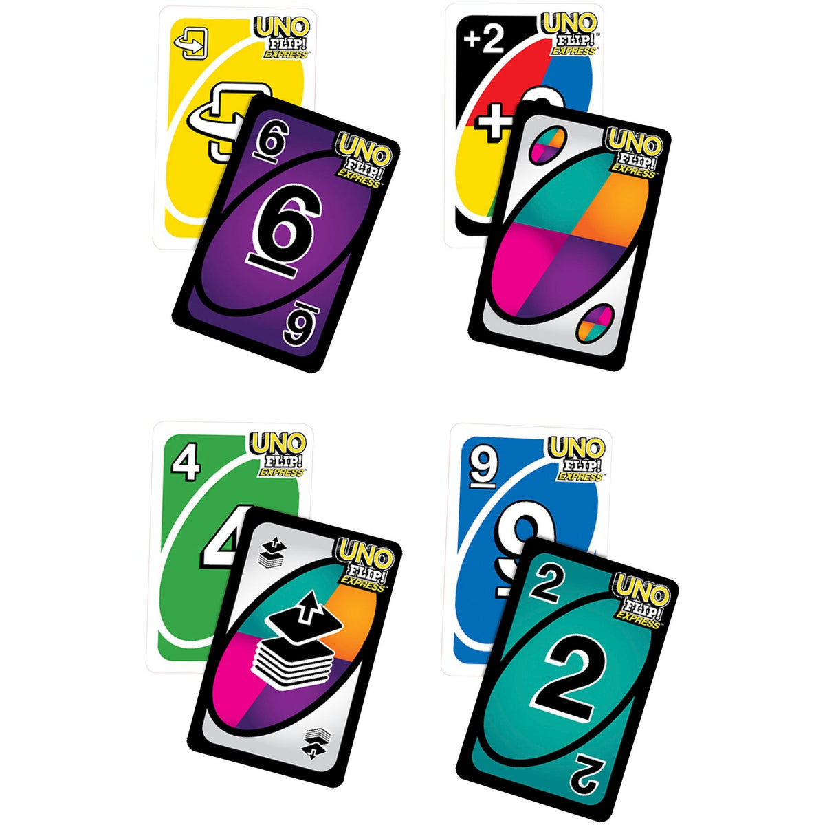 Uno Flip Express Card Game, Fast-Paced, 2-3 Players