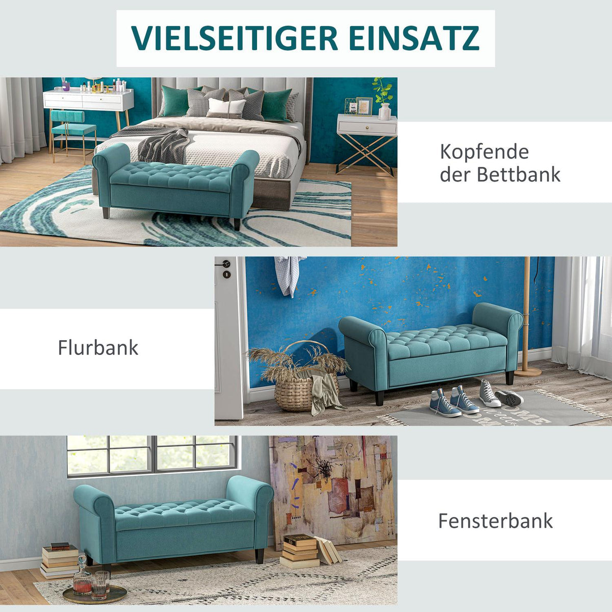 Upholstered Bench, Bed Bench, Bench In Velvet Look, Hallway Bench With Storage Space For Bedroom, Load Capacity Up To 120 Kg, Green, 126 X 48.5 X 47 Cm