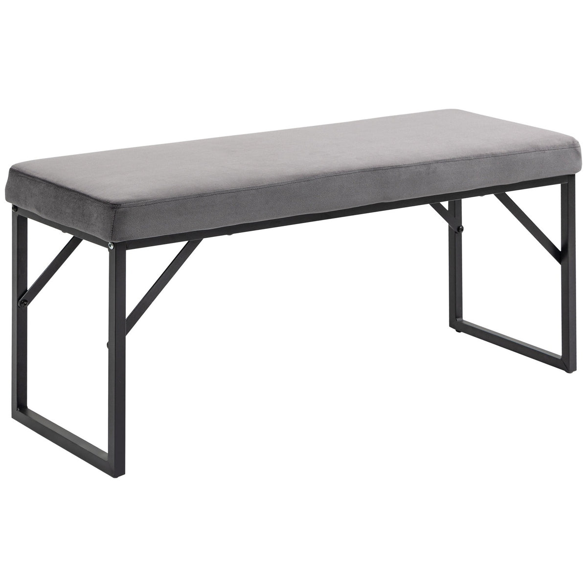 Upholstered Bench In Velvet Look, Bed Bench, Dressing Bench, Hallway Bench For Living Room, Bedroom, Dark Grey, 115 X 46 X 49 Cm