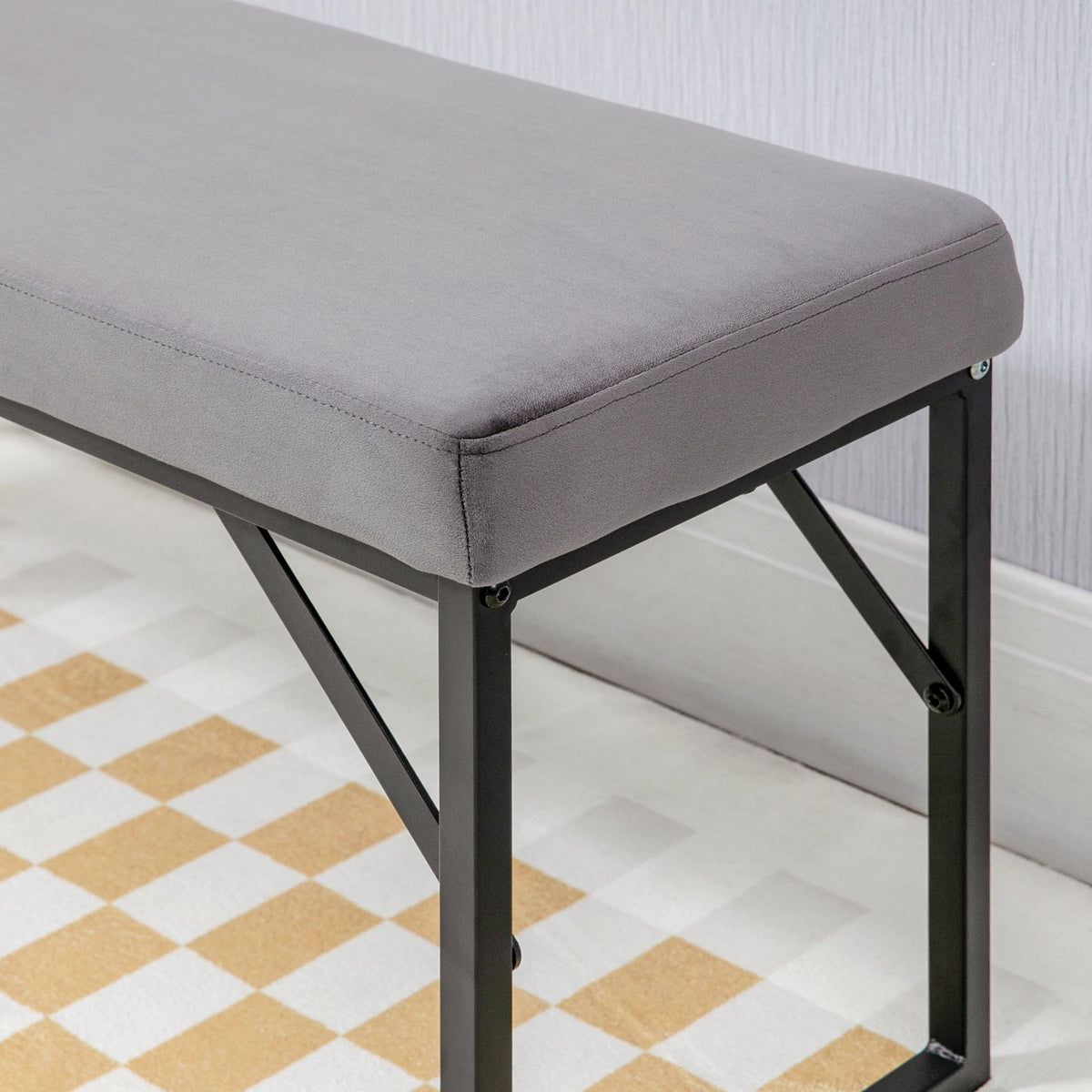 Upholstered Bench In Velvet Look, Bed Bench, Dressing Bench, Hallway Bench For Living Room, Bedroom, Dark Grey, 115 X 46 X 49 Cm