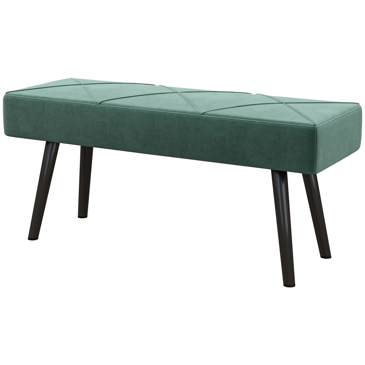 Upholstered Bench In Velvet Look, Bed Bench, Hallway Bench With X Pattern, Up To 120 Kg, For Bedroom, 100X36X45 Cm, Green