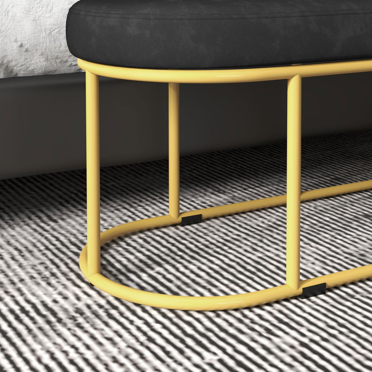 Upholstered Bench With Velvet Look, Bed Bench, Dressing Bench, Hallway Bench For Living Room, Up To 200 Kg, Steel, Blue