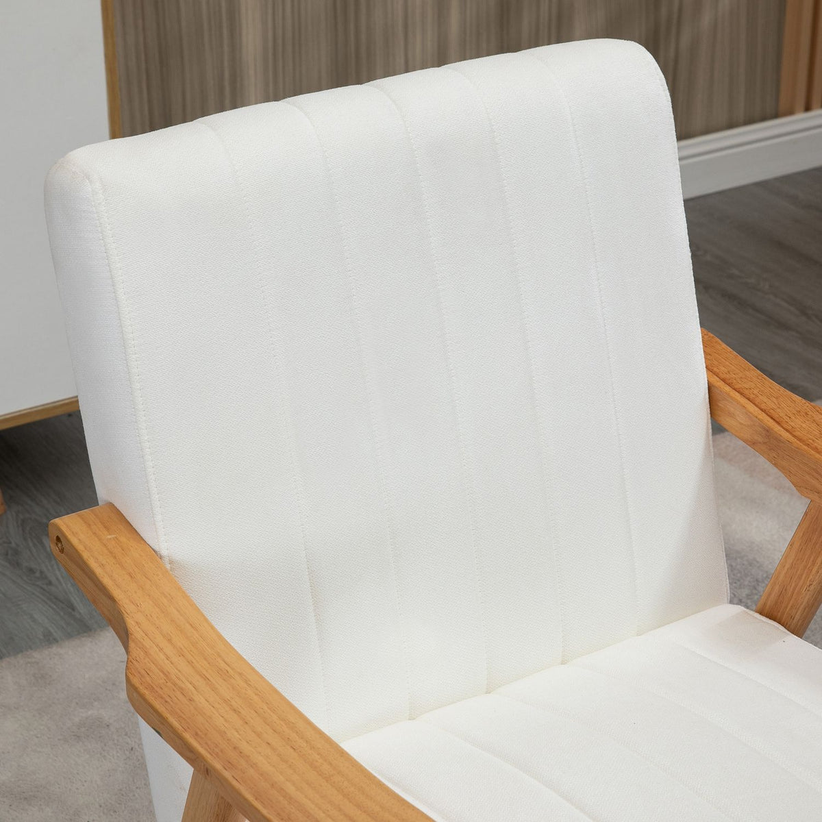 Upholstered Lounge Chair In Velvet Look With Armrests, Scandi Design, Cream, 68X74X82Cm