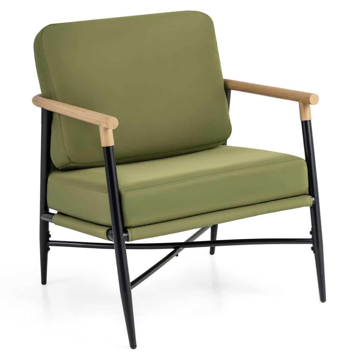 Upholstered Lounge Chair with Armrests & Removable Cushions