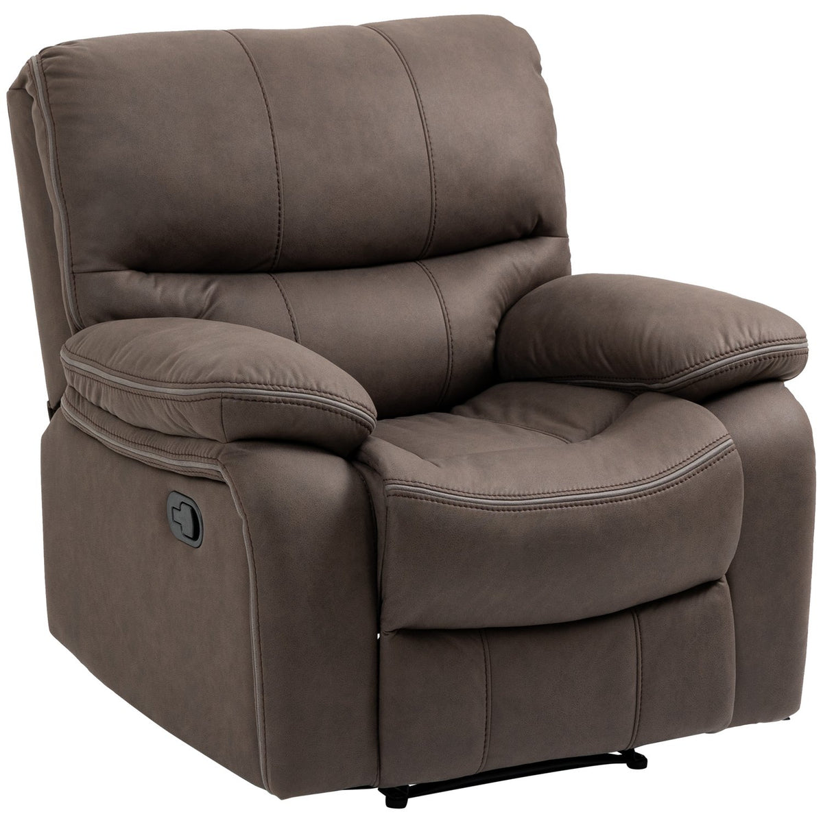 Upholstered armchair with footrest, reclining relaxation chair, microfiber cover in leather look, metal structure, brown