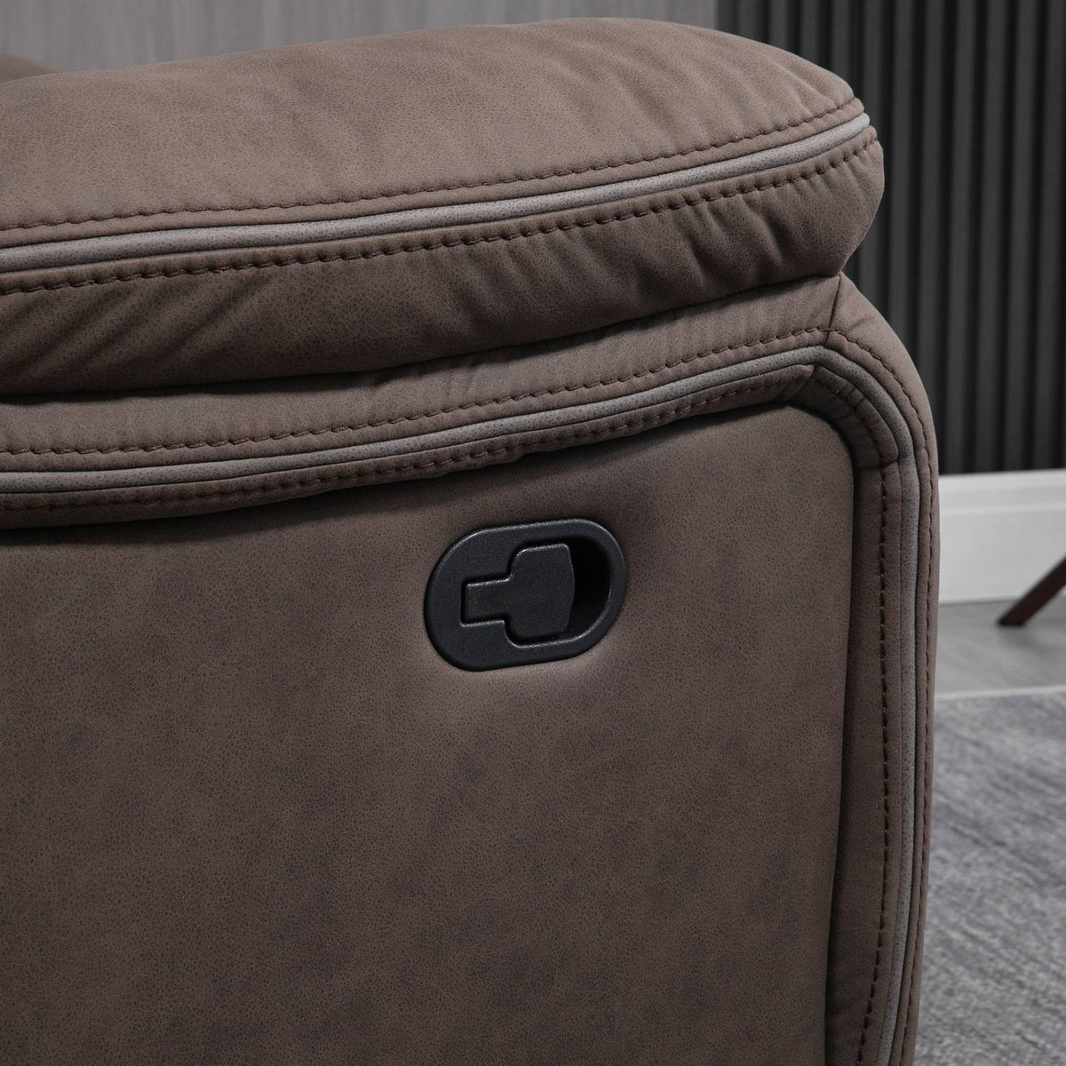 Upholstered armchair with footrest, reclining relaxation chair, microfiber cover in leather look, metal structure, brown