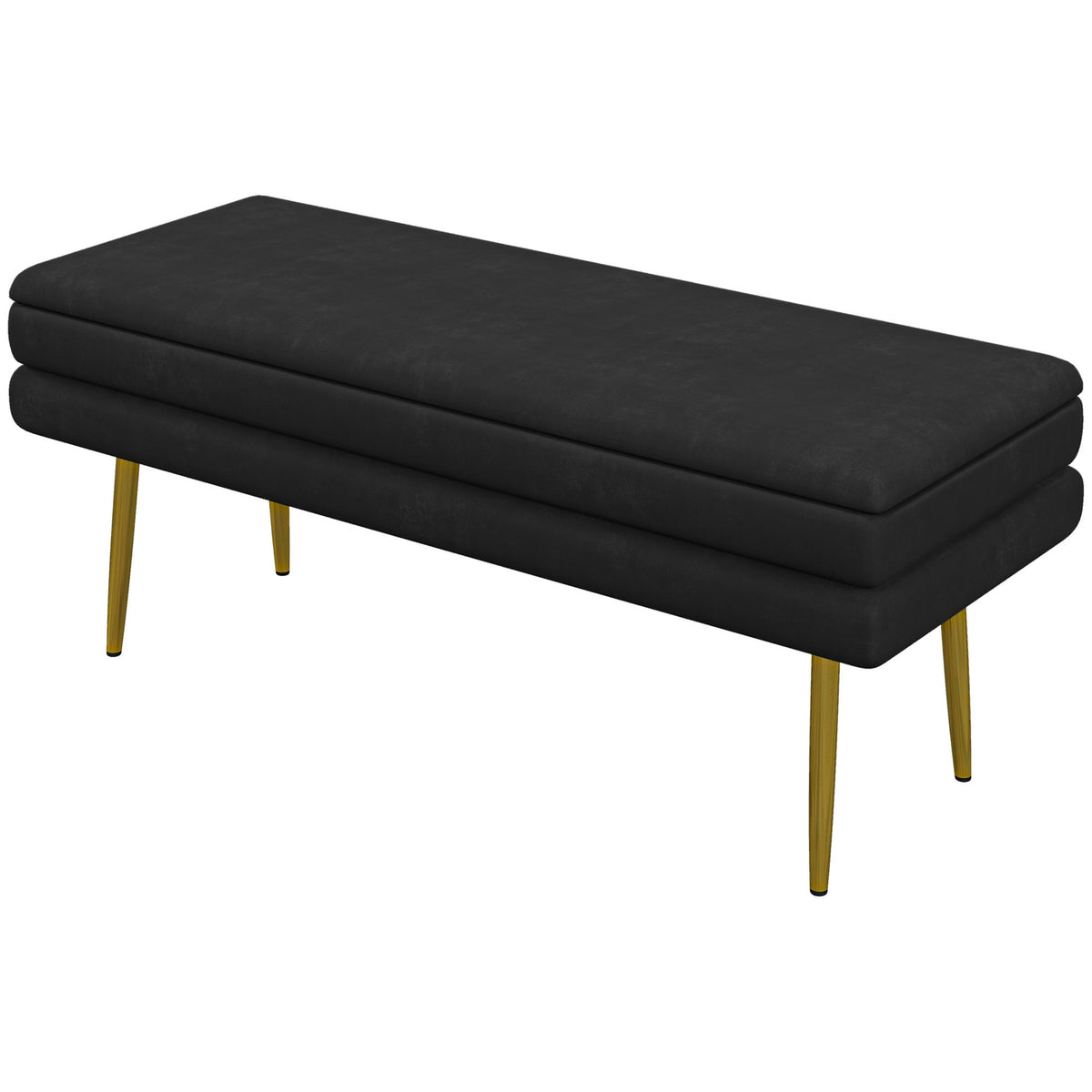 Upholstered bench with storage space, steel, 100 cm x 37.5 cm x 42 cm, black