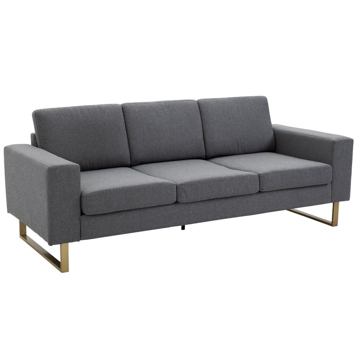 Upholstered sofa 3-seater sofa fabric sofa seating TV armchair cushion armrest linen dark gray 200 x 82 x 78 cm