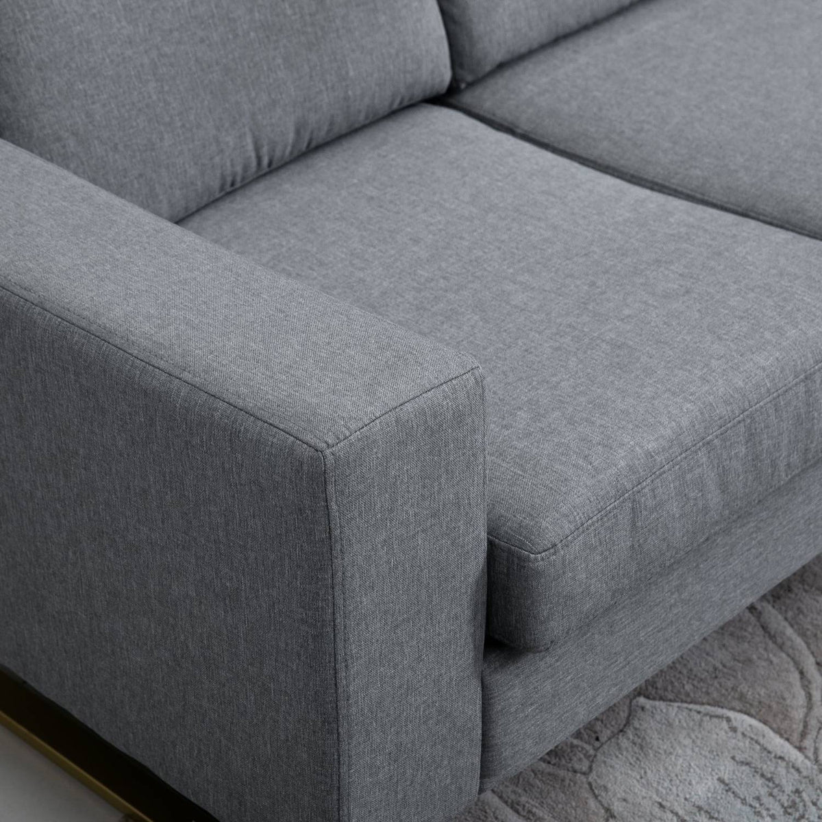Upholstered sofa 3-seater sofa fabric sofa seating TV armchair cushion armrest linen dark gray 200 x 82 x 78 cm