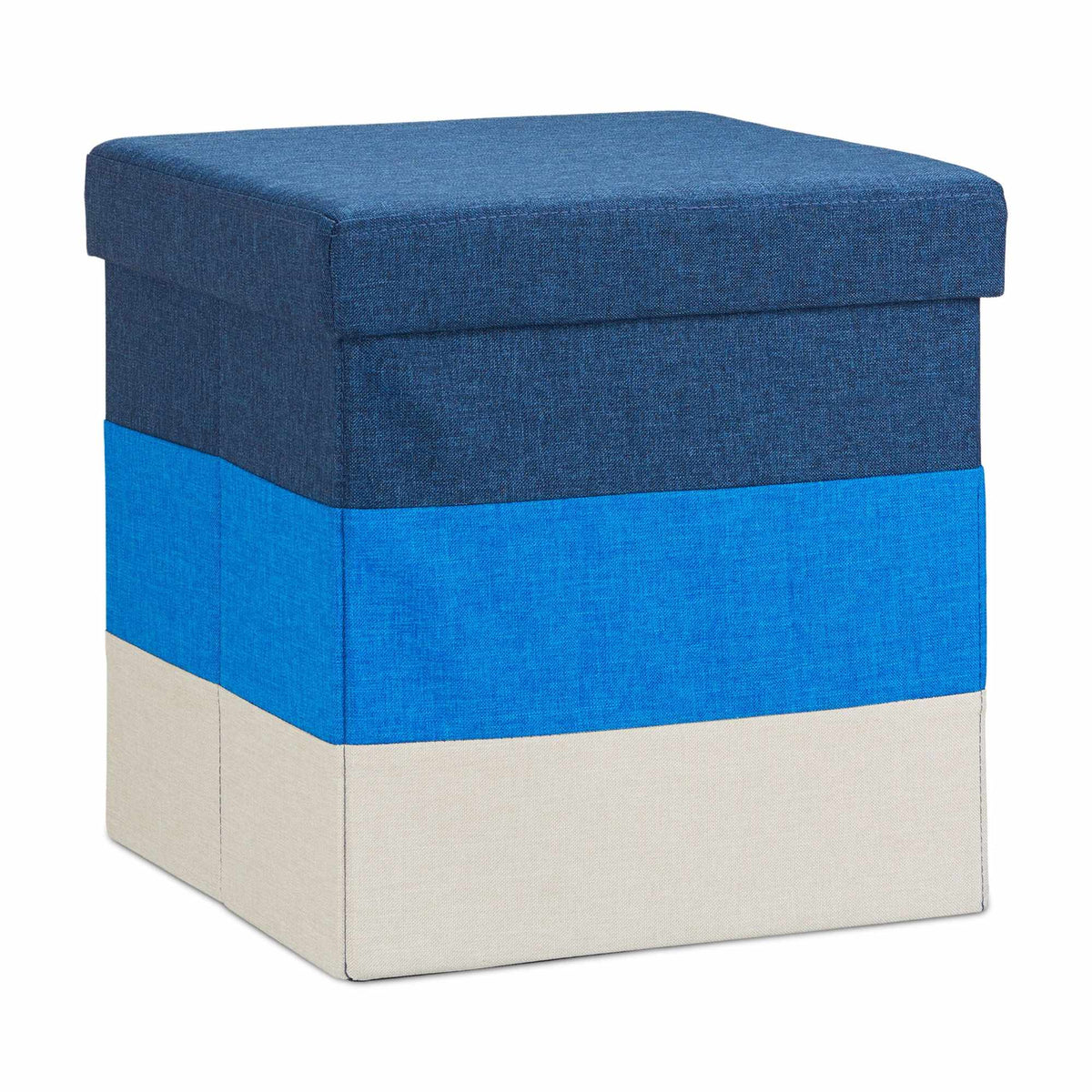 Upholstered stool with colorful stripes