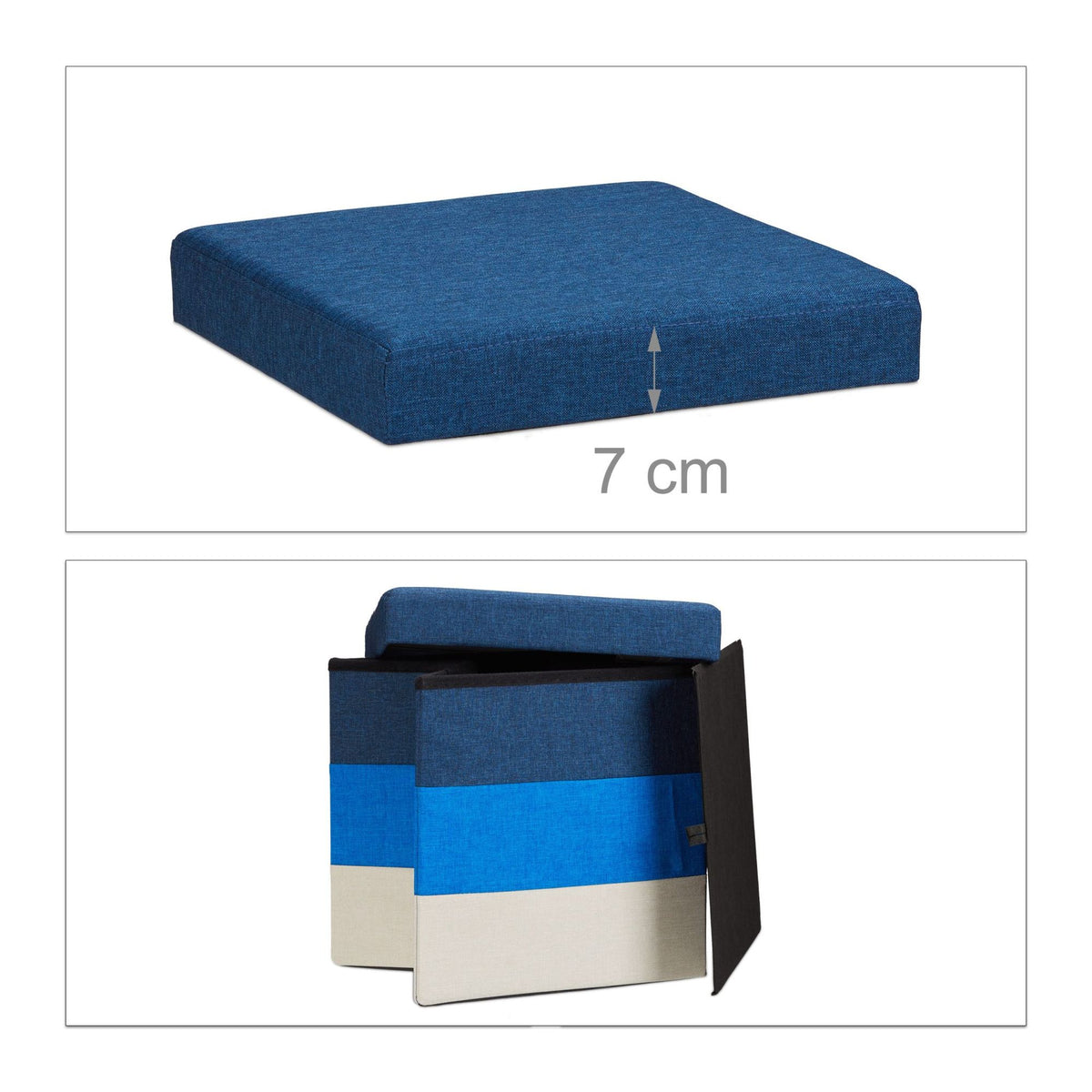 Upholstered stool with colorful stripes