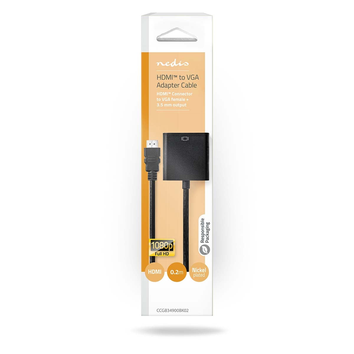 VGA adapter | HDMI™ Connector | VGA female 15p / 3.5 mm Female | Nickel plated | Straight | PVC | Black | Box