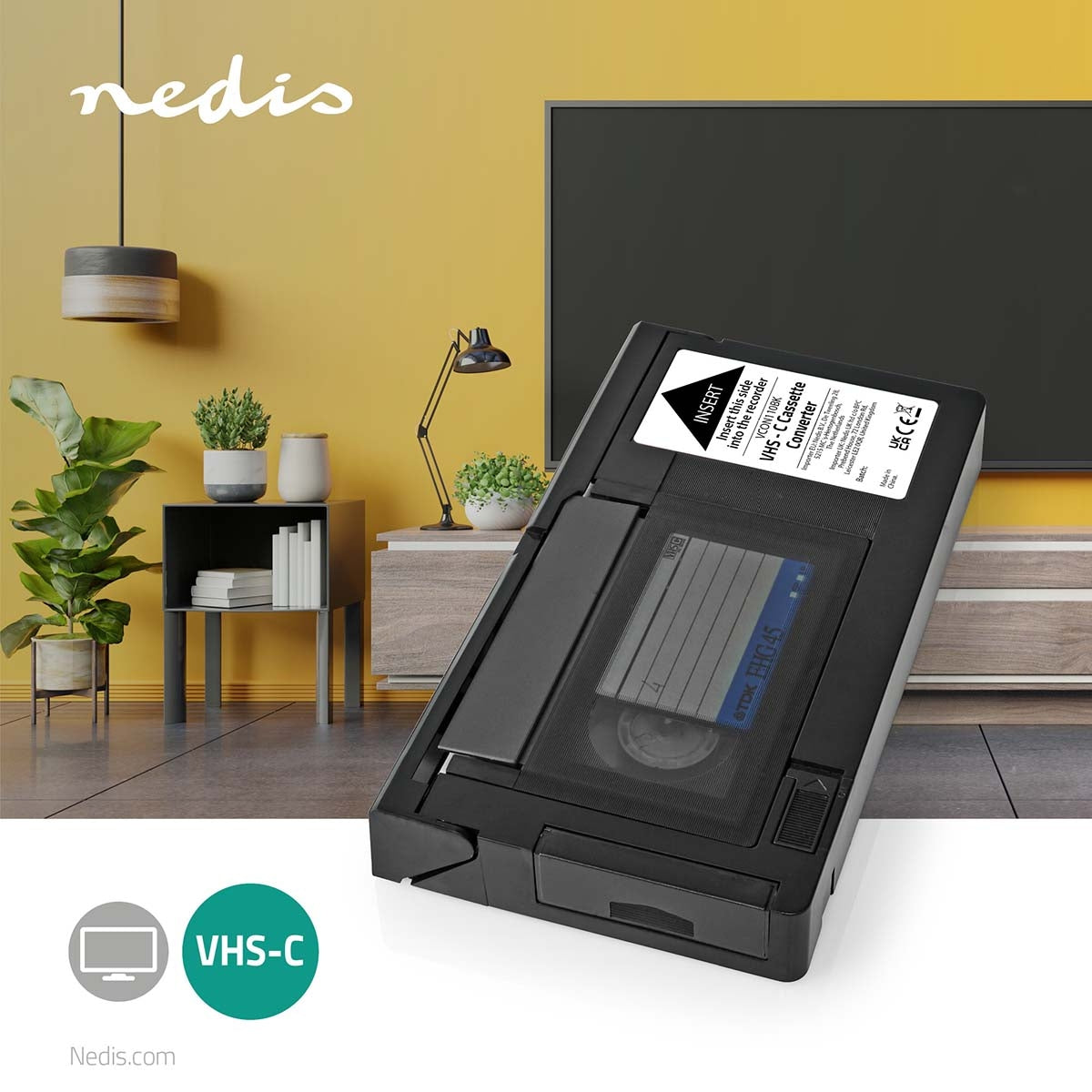 VHS Converter | Conversion: VHS-C to VHS | Plug and play | Black