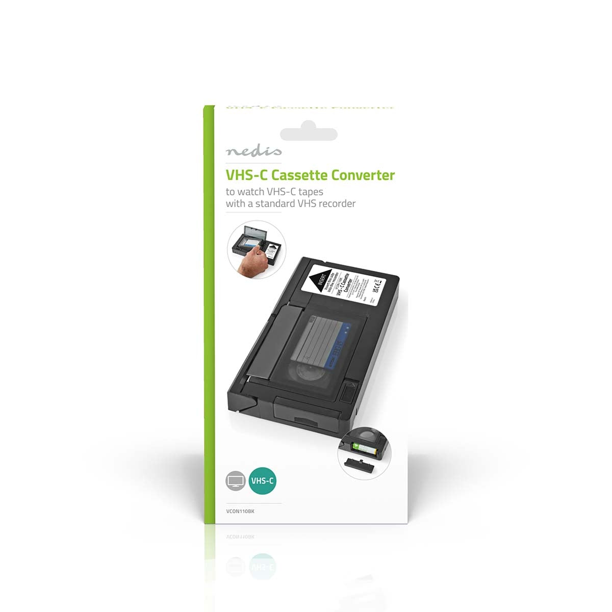 VHS Converter | Conversion: VHS-C to VHS | Plug and play | Black