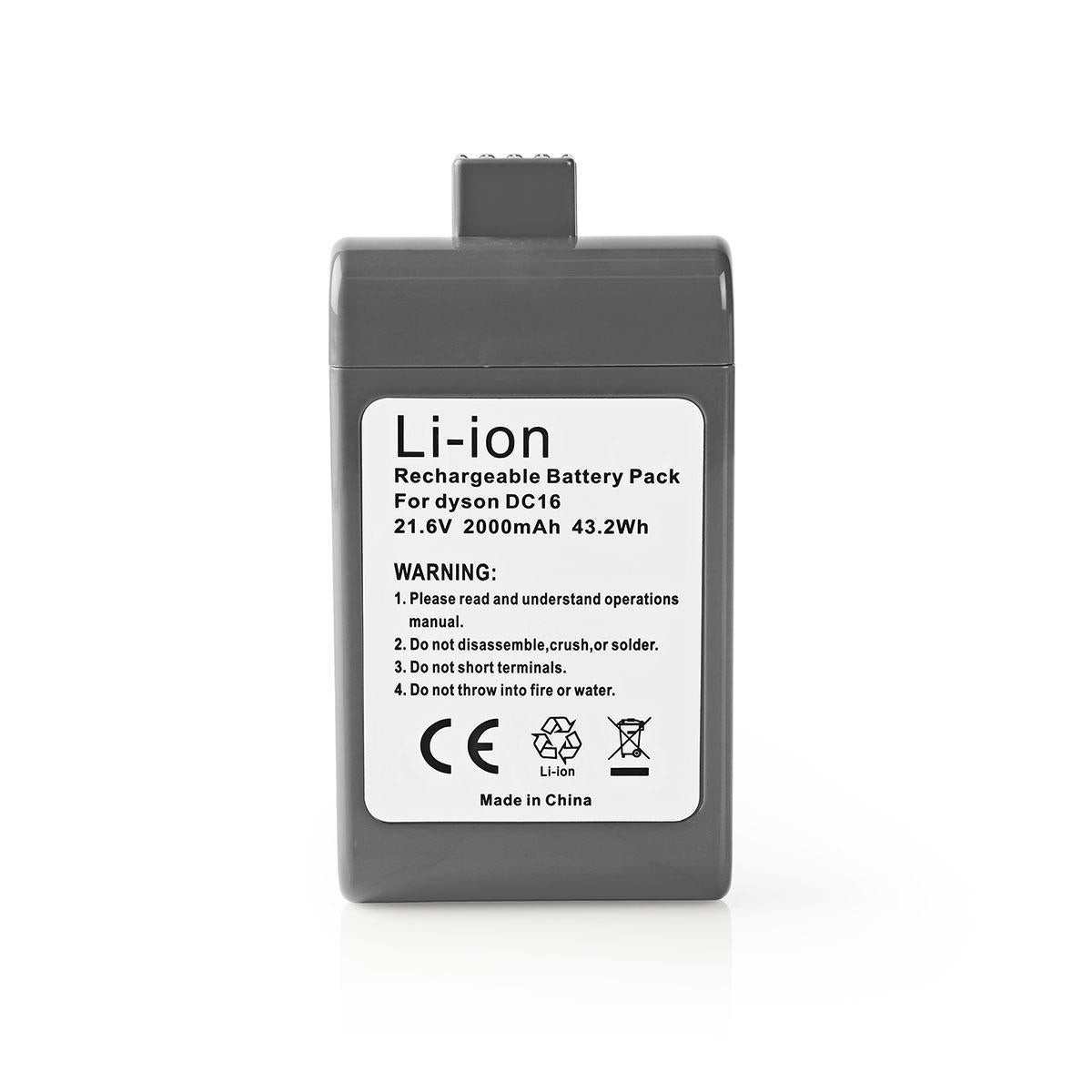 Vacuum Cleaner Battery | Suitable for: Dyson DC16 | Li-Ion | 21.6 V DC | 2000 mAh | 43.2 Wh