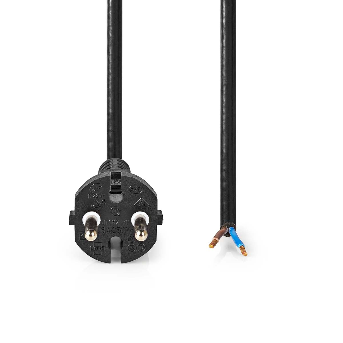 Vacuum cleaner power cord | 15.0 m | CEE 7/17 | 250 V AC | 16 A| Black | PVC