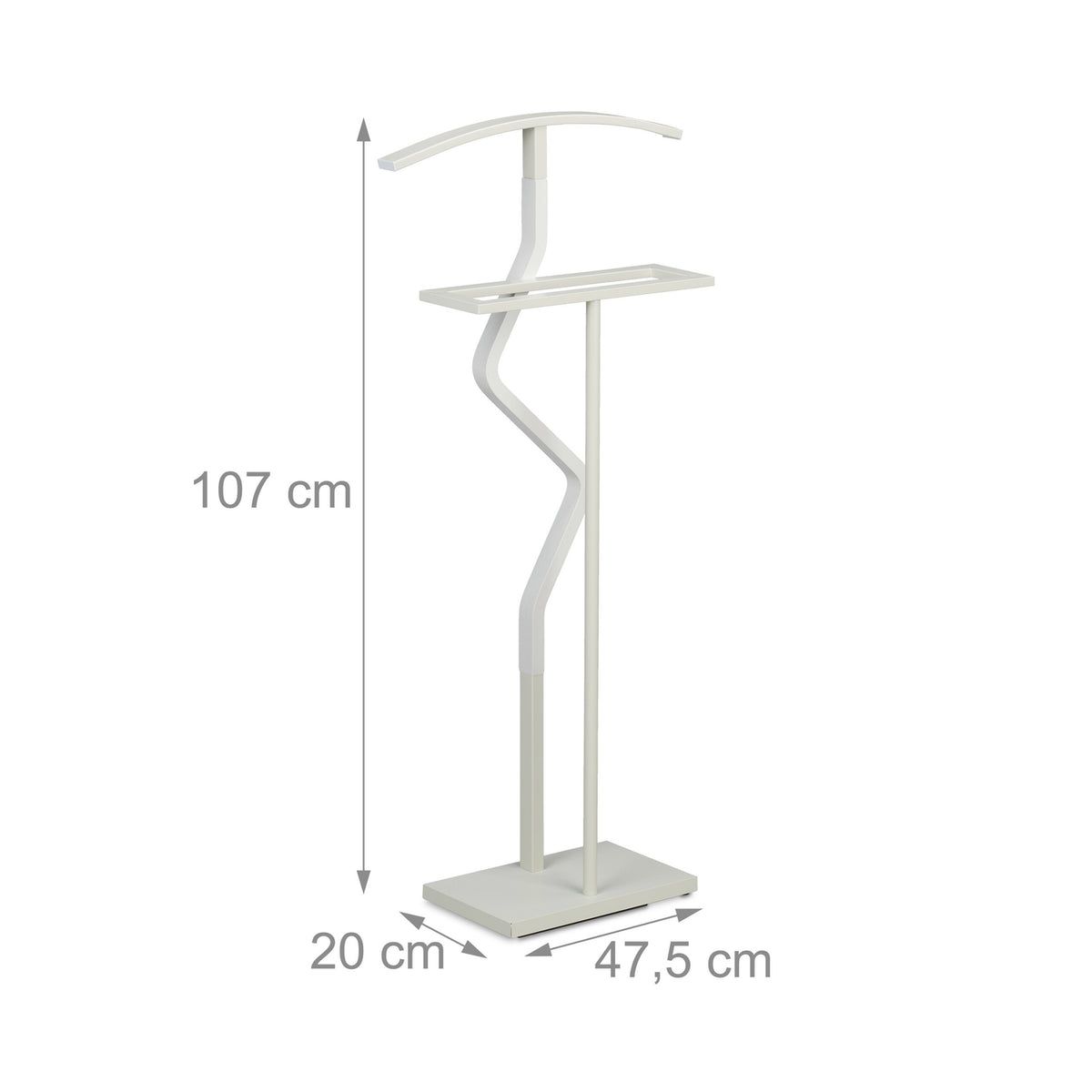 Valet Suit Stand, 107 cm, White, Steel/Wood Effect