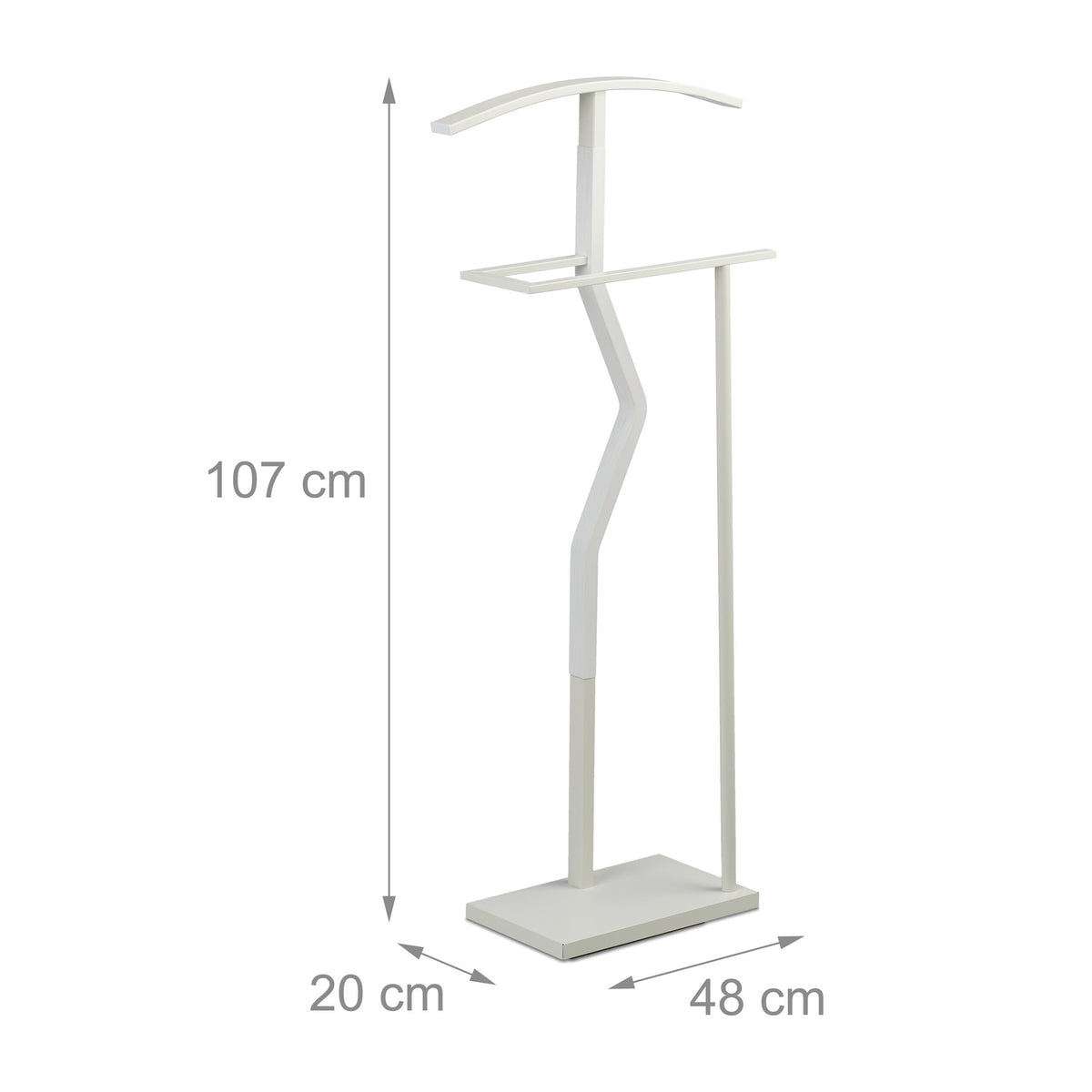 Valet Suit Stand – White Metal & Wood, Bedroom Organizer