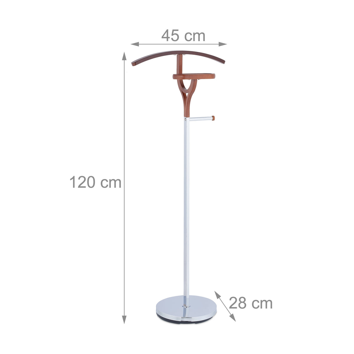 Valet stand in silver and wood look
