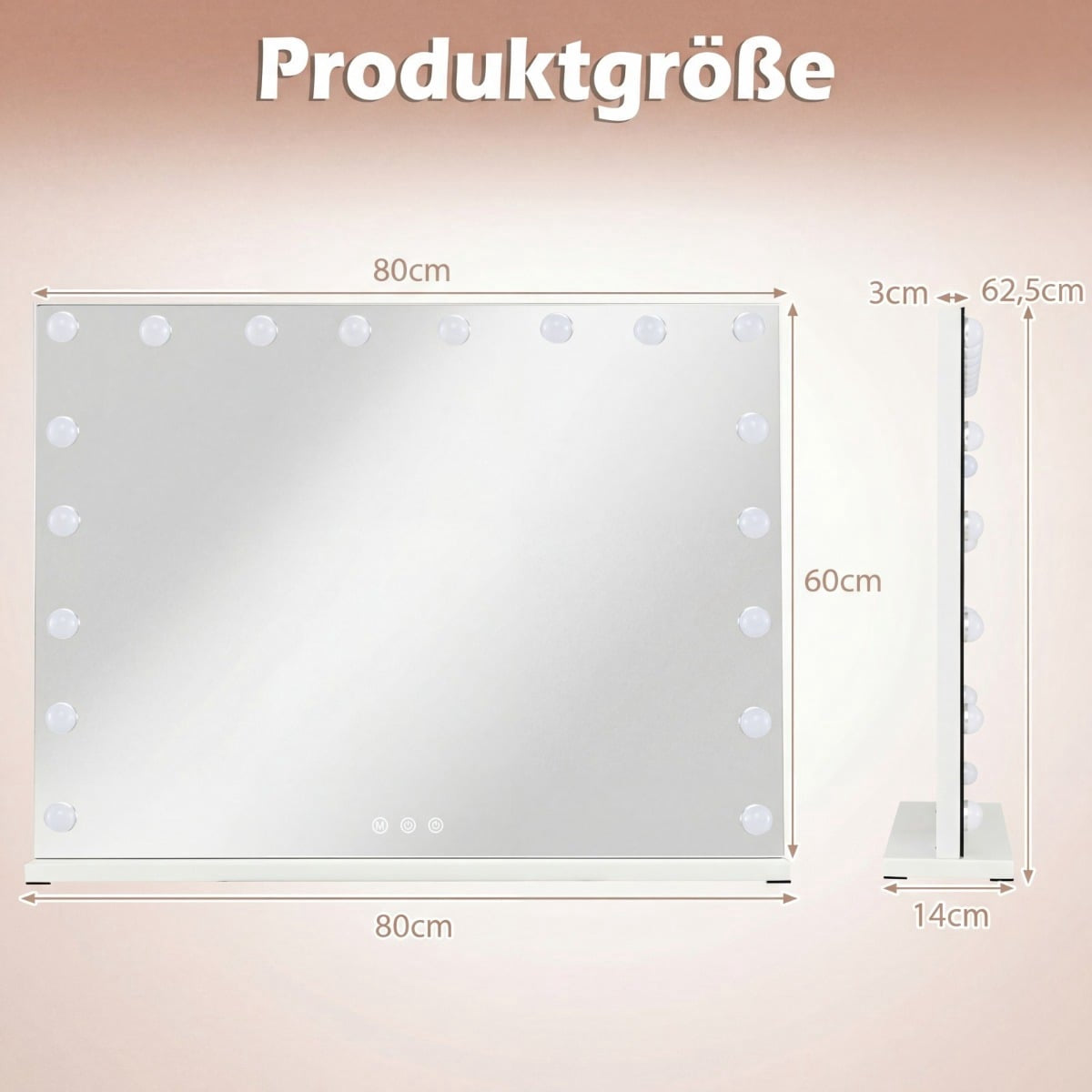 Vanity Mirror with Lights, 3 Colors, Adjustable Brightness