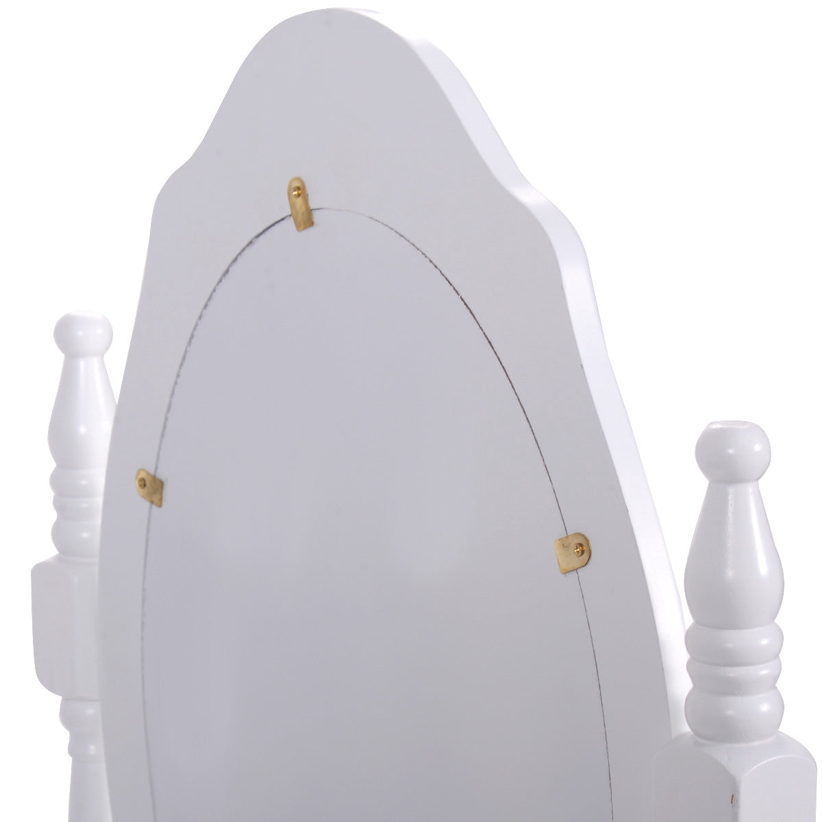 Vanity Table Set With Oval Mirror, 4 Drawers, Stool, White