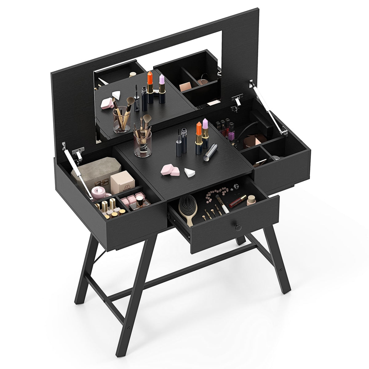 Vanity Table with Mirror, Charging Station & Drawer