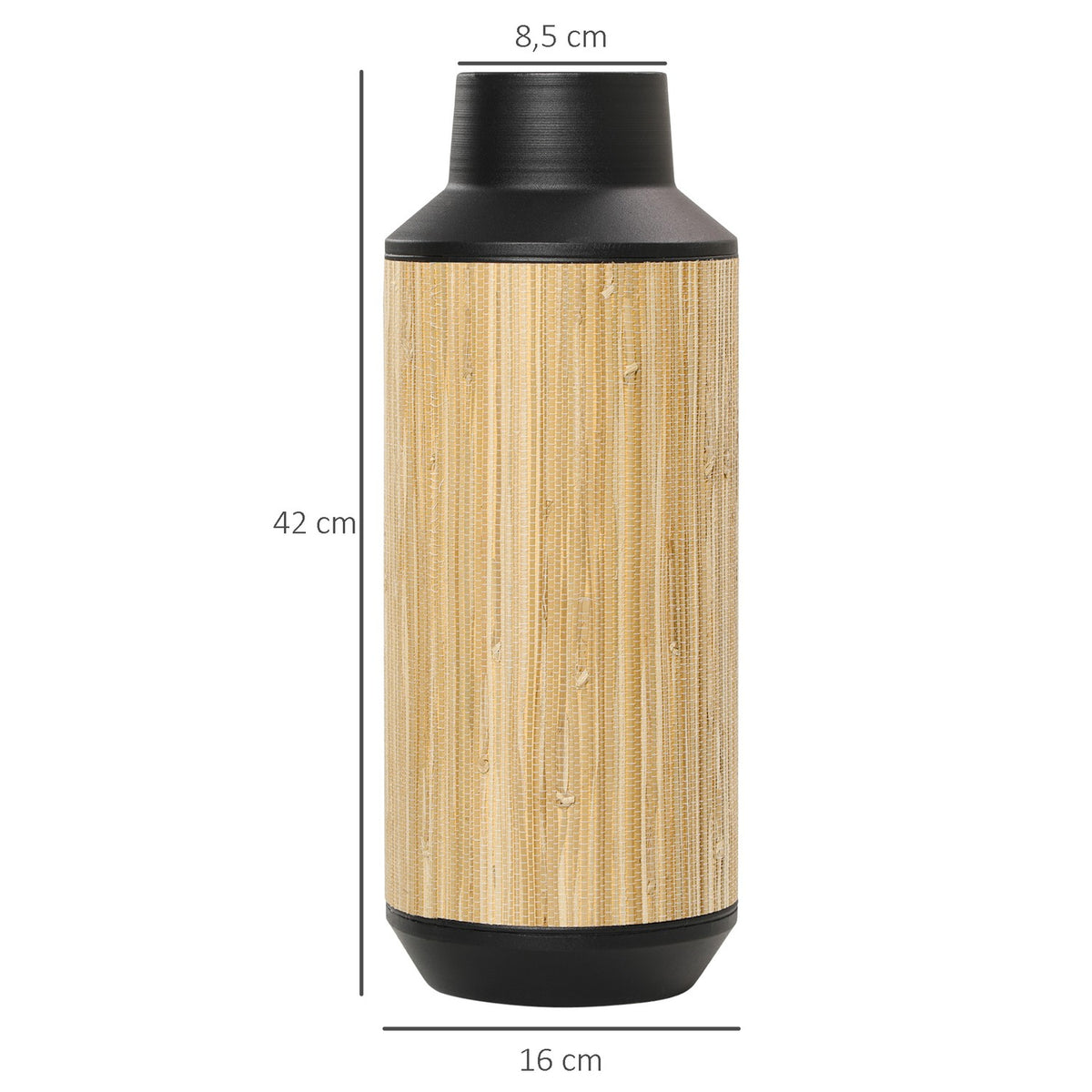 Vase In Country House Style, Flower Vase For Dried Flowers And Bouquets, Non-Slip, Metal, 42 Cm, Natural