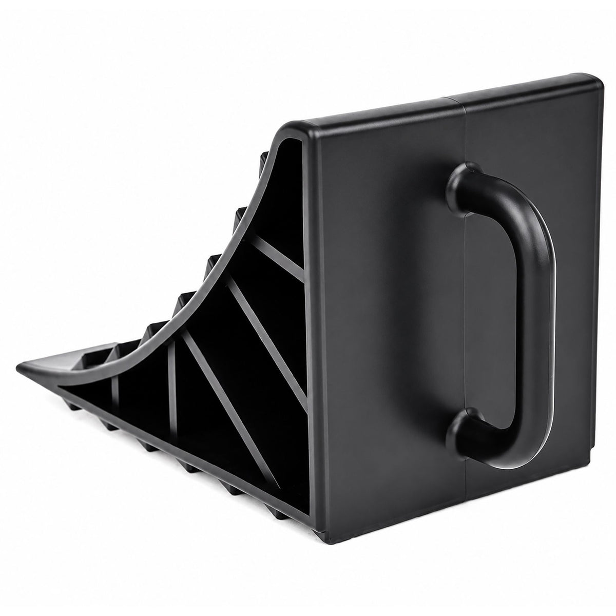Vehicle Wheel Chocks, 4-Pack with Handle, Black Plastic