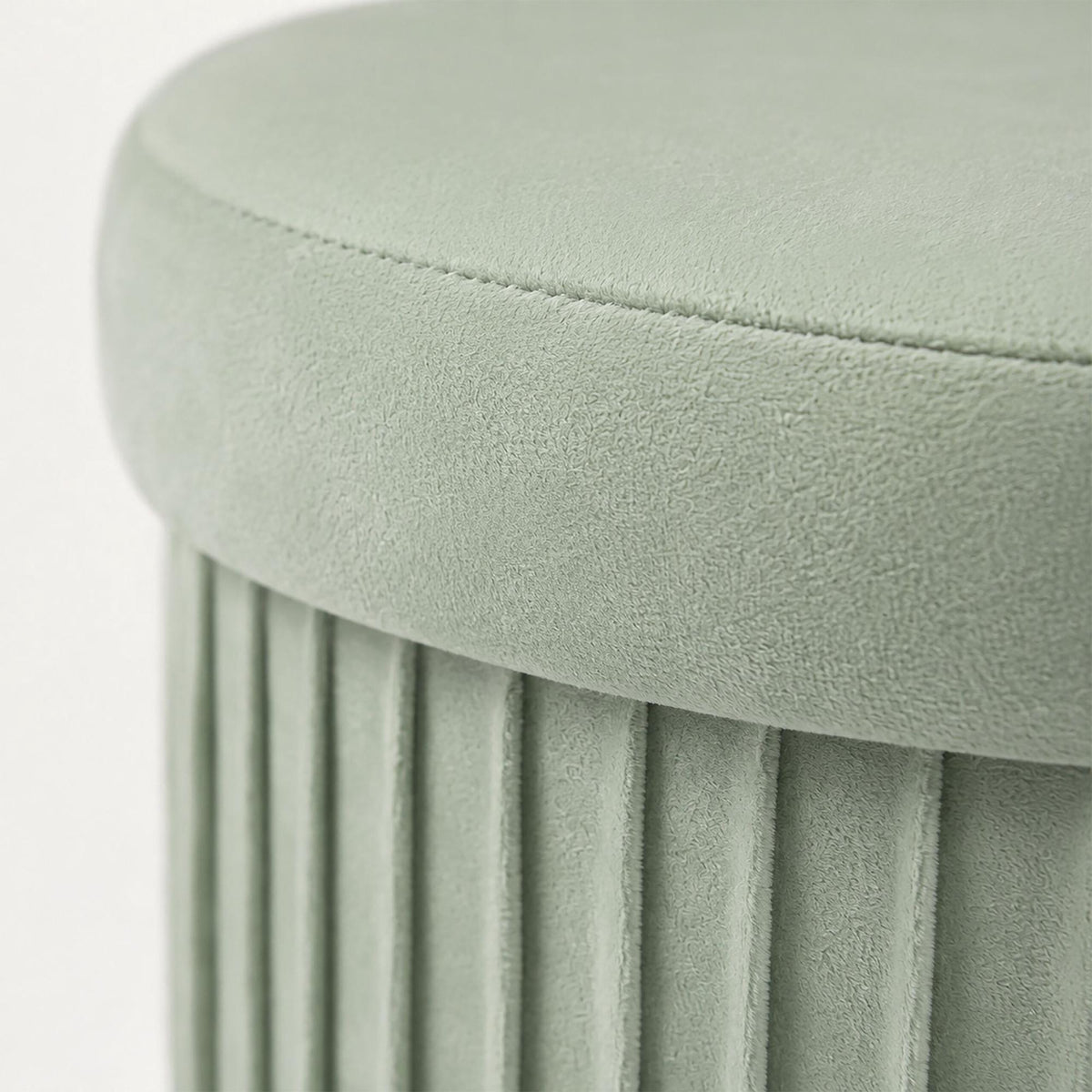 Velvet Storage Stool, Sage – 38x38 cm, Upholstered