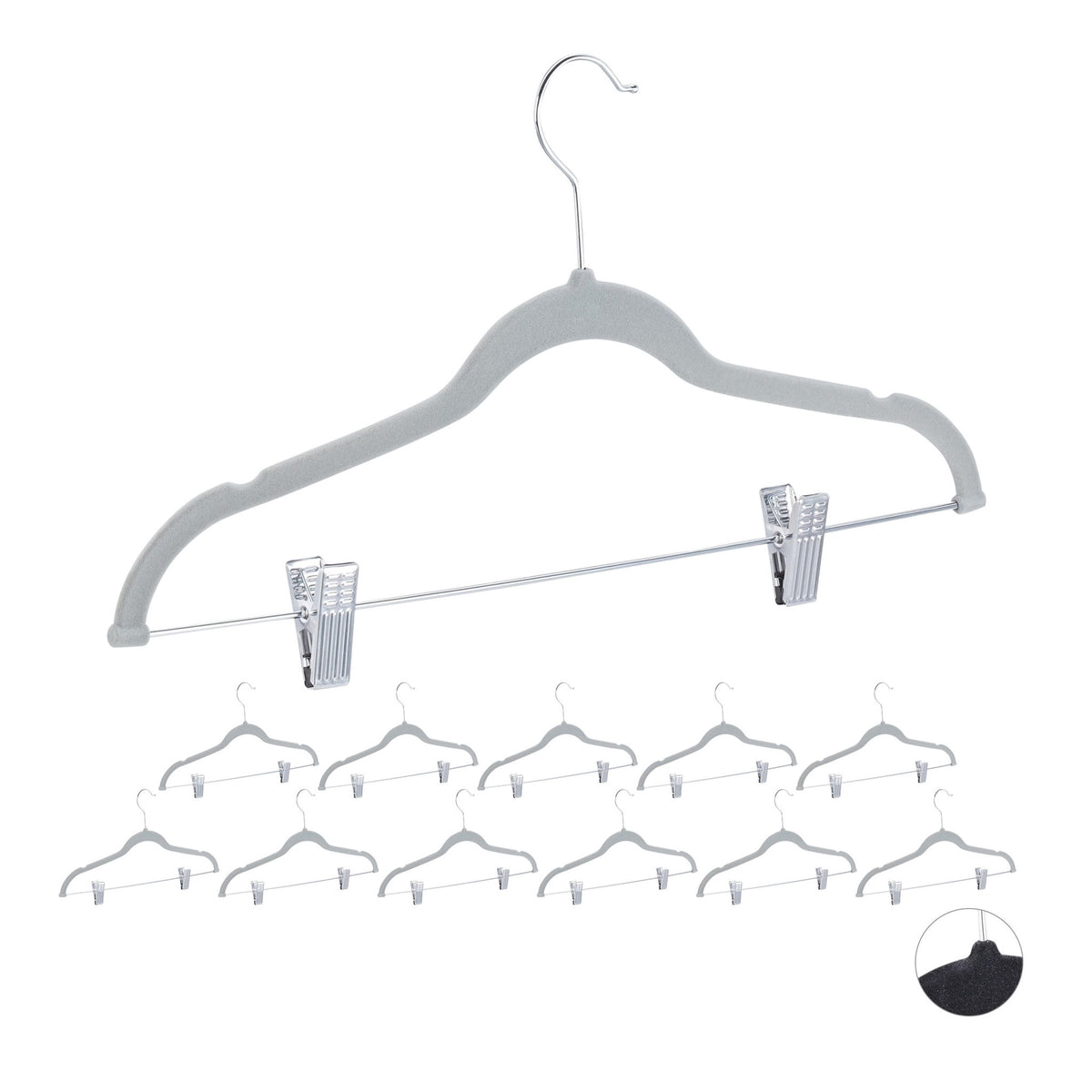 Velvet hanger with clips set of 12