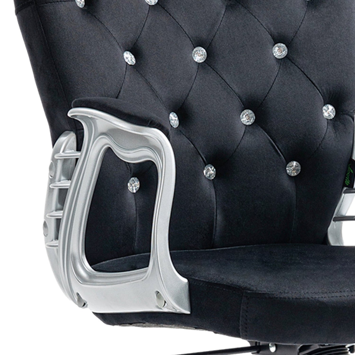 Velvet office chair, elegant swivel chair, height adjustable, with armrest, padded backrest, up to 120 kg, black
