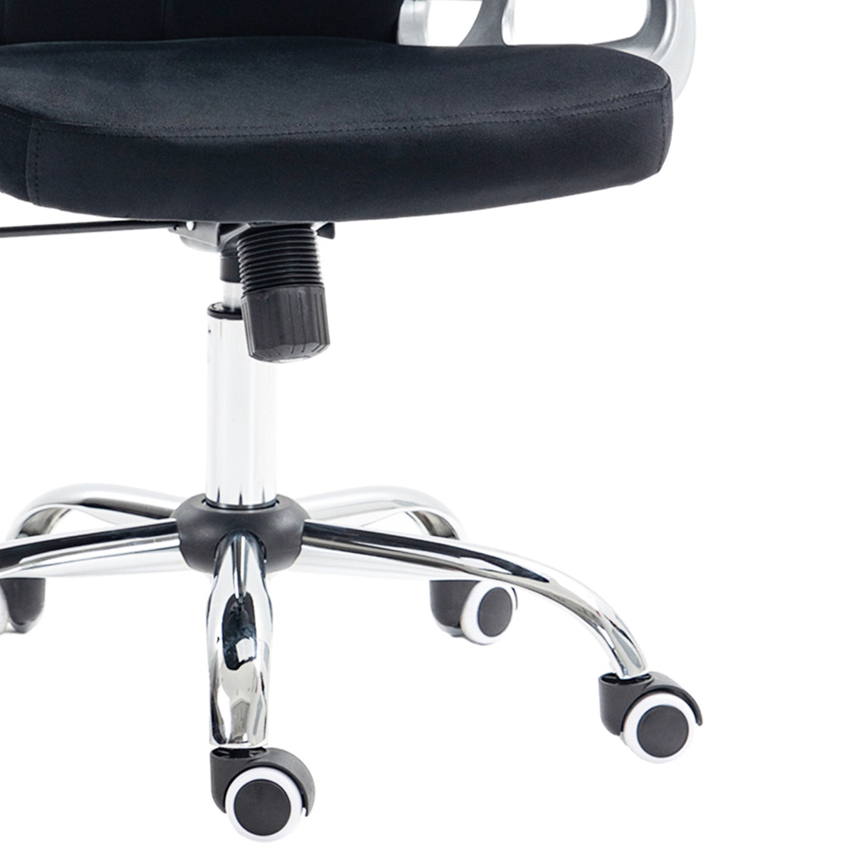 Velvet office chair, elegant swivel chair, height adjustable, with armrest, padded backrest, up to 120 kg, black