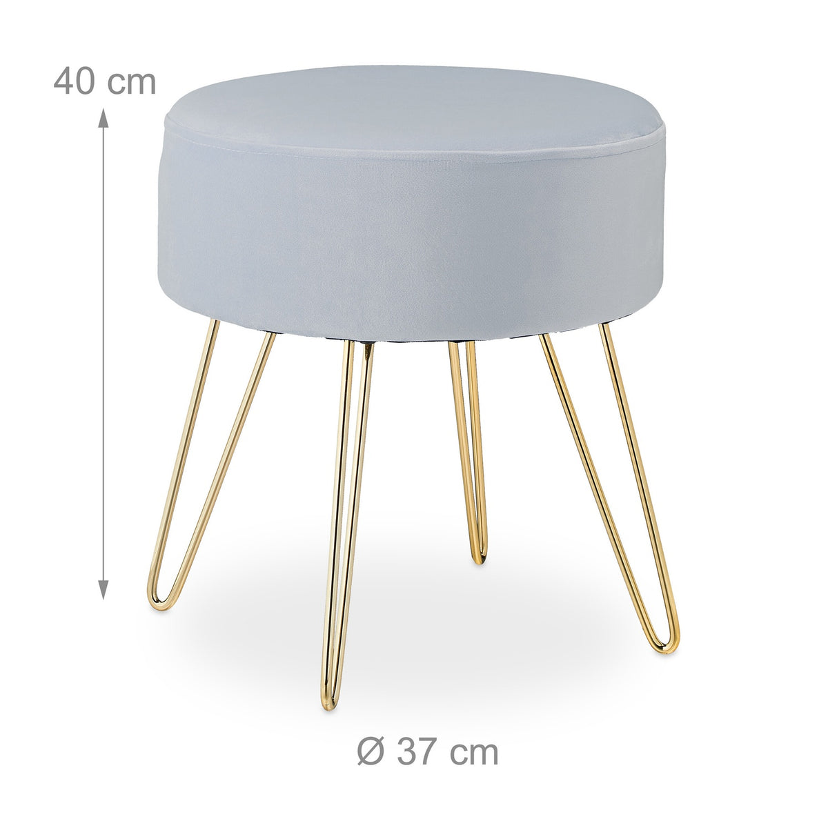 Velvet stool with gold legs