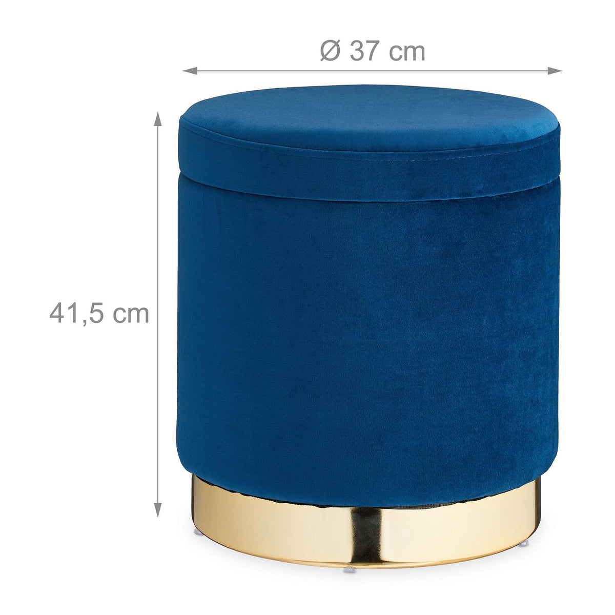 Velvet stool with storage Blue