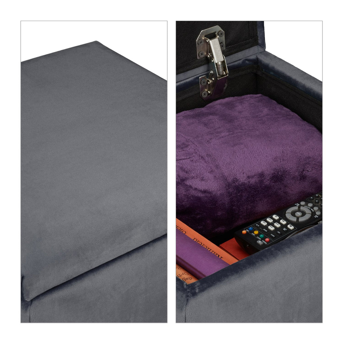 Velvet stool with storage