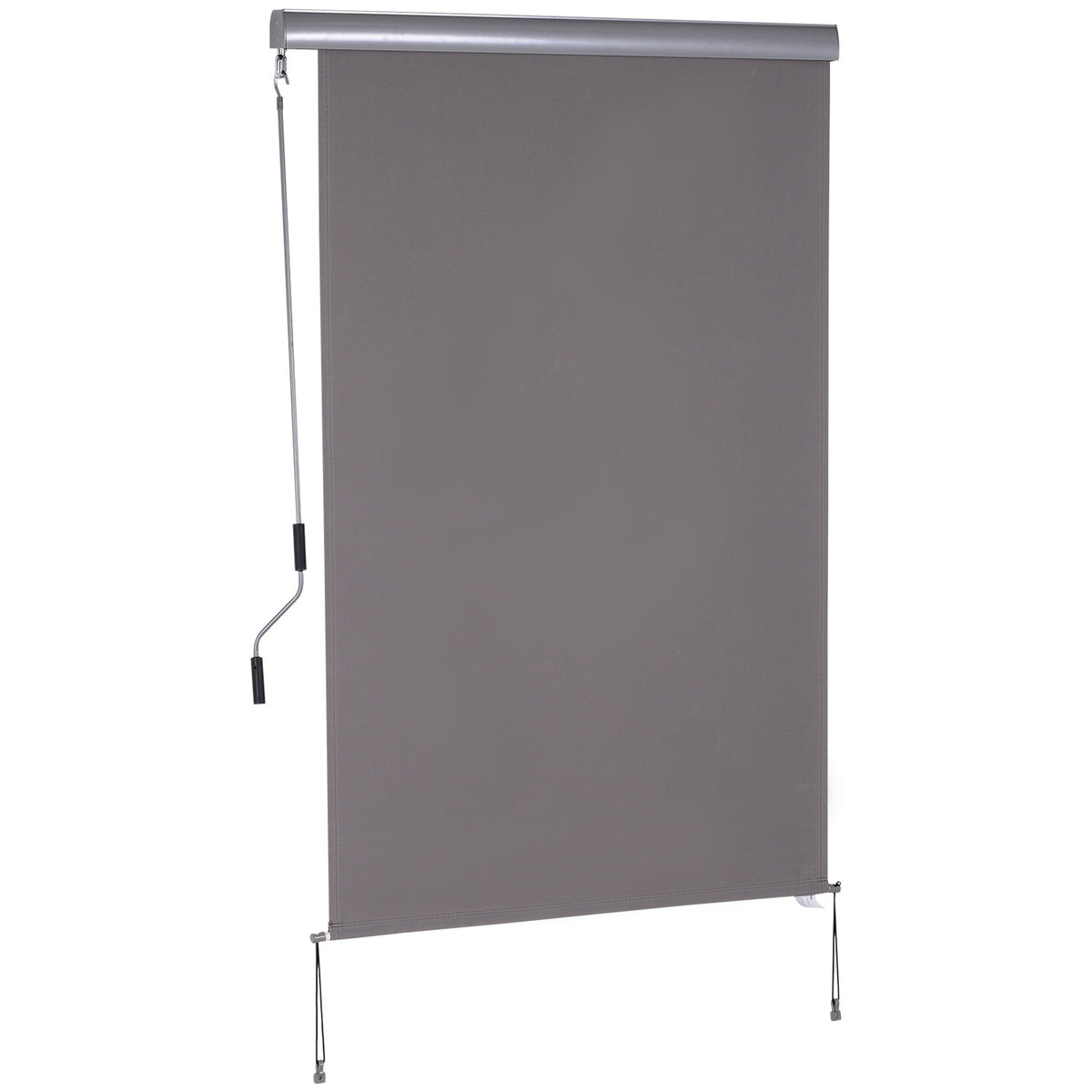 Vertical Awning, Balcony Awning, Vertical Awning, Wind Protection, Side Roller Blind, Privacy Screen With Hand Crank, Polyester Fabric + Aluminum, Gray, 120 X 200 Cm